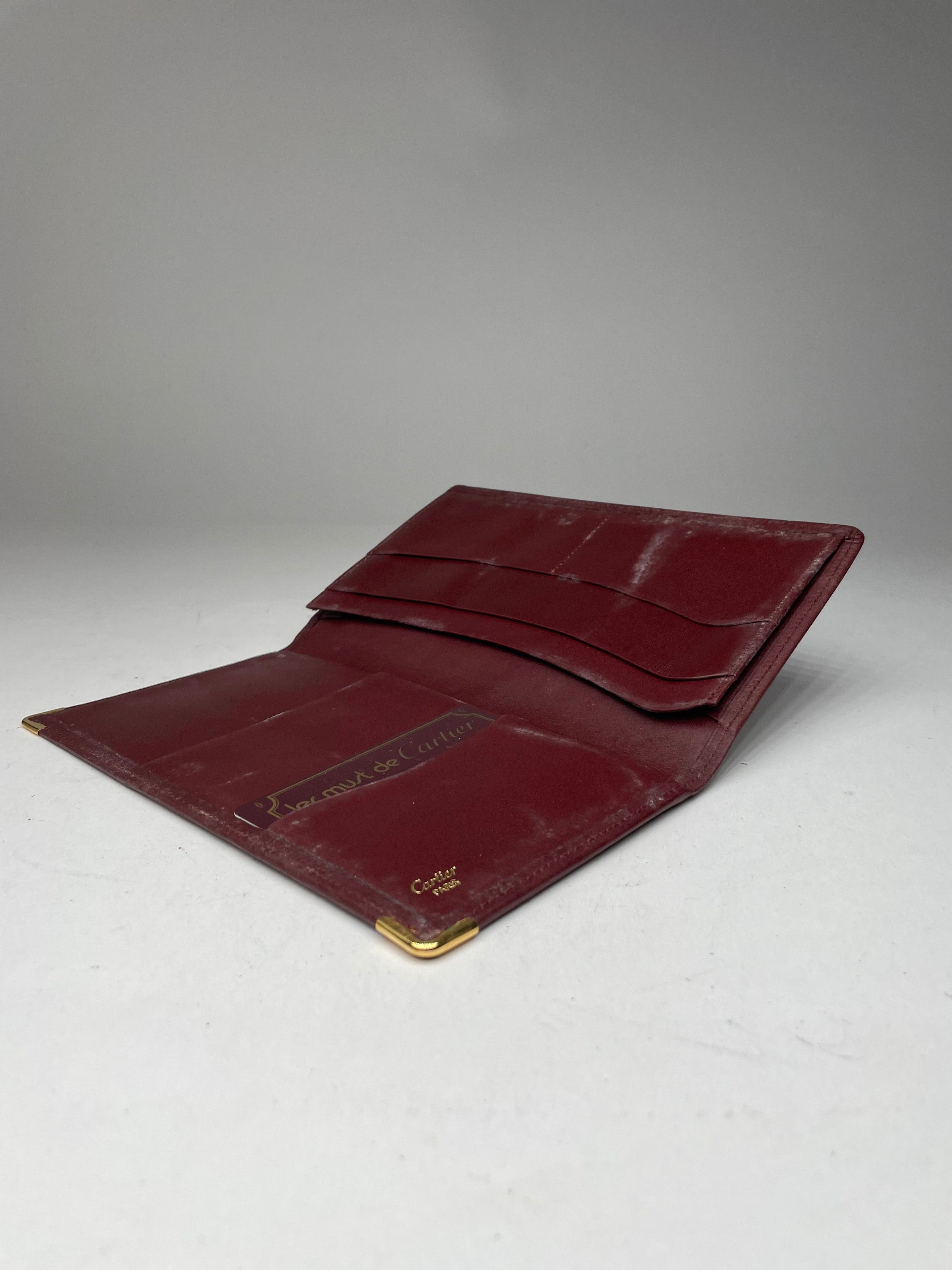 Cartier Vintage Leather ID Holder Burgundy Size ONE SIZE - 9 Thumbnail