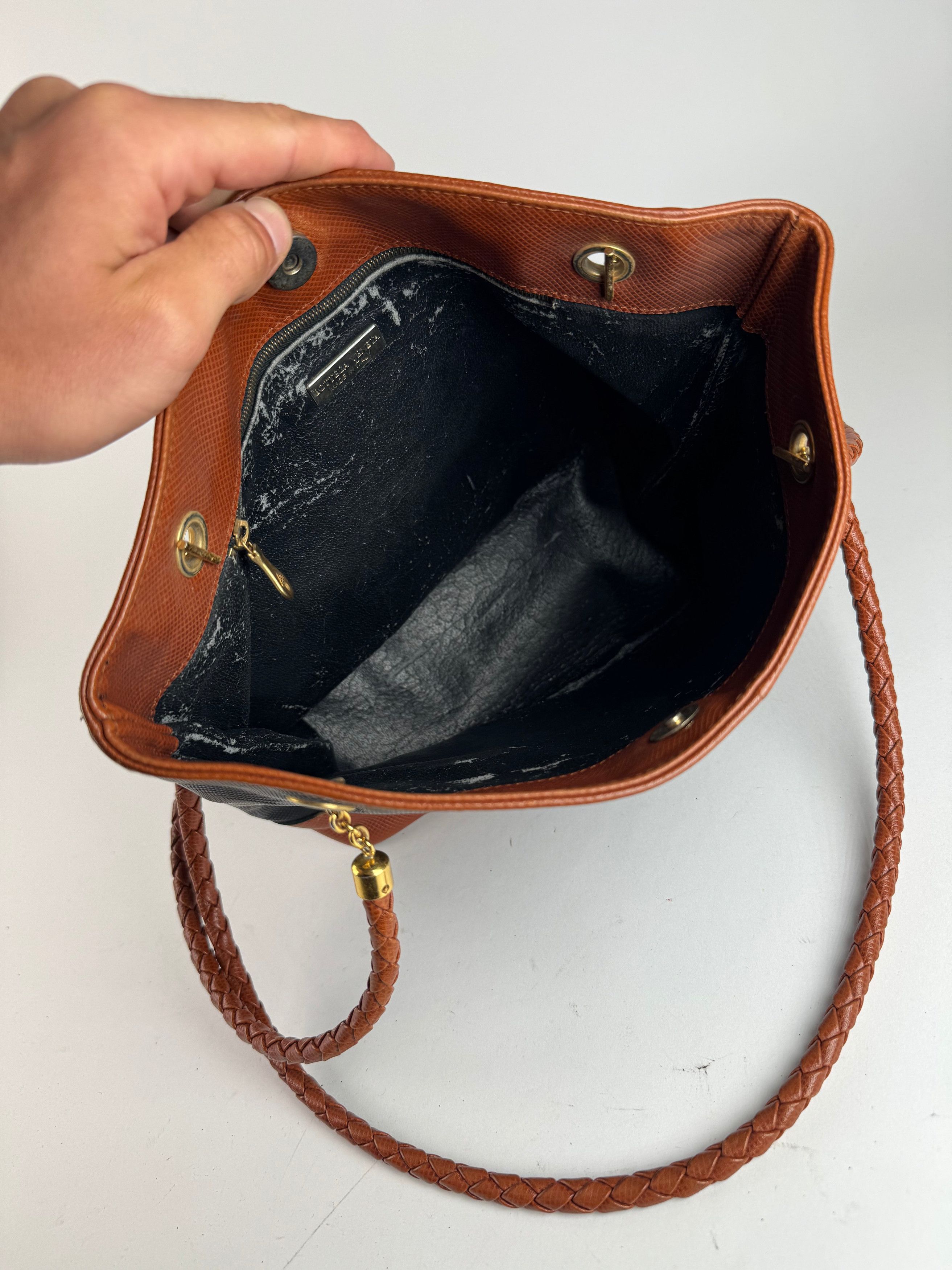Bottega Veneta Vintage Leather shopper Bag black brown Size ONE SIZE - 2 Thumbnail