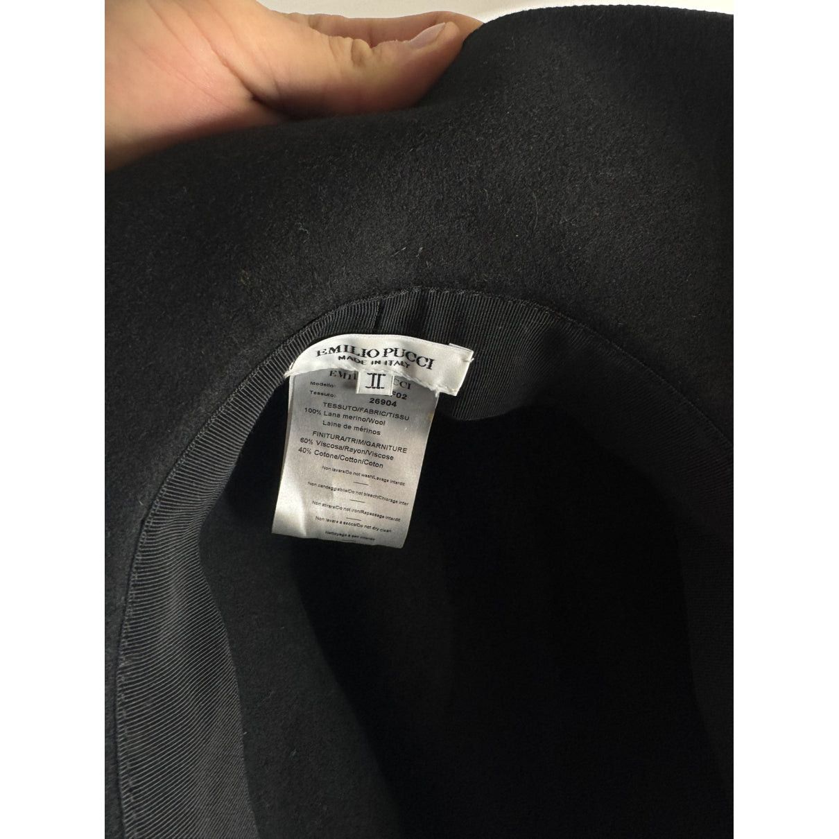 Emilio Pucci Black Wool Hat Size ONE SIZE - 4 Thumbnail