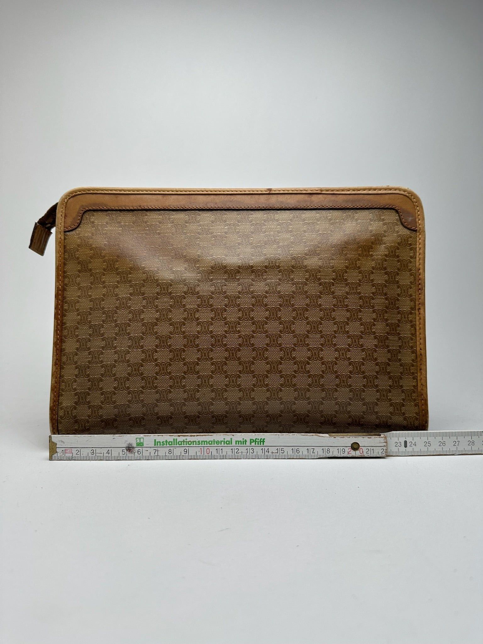 Celine Vintage Paris Triomphe Monogram Clutch Beige Brown Size ONE SIZE - 11 Thumbnail