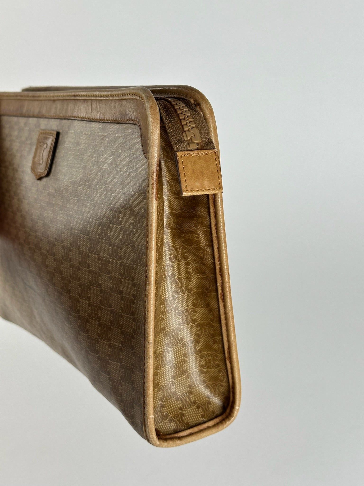 Celine Vintage Paris Triomphe Monogram Clutch Beige Brown Size ONE SIZE - 5 Thumbnail