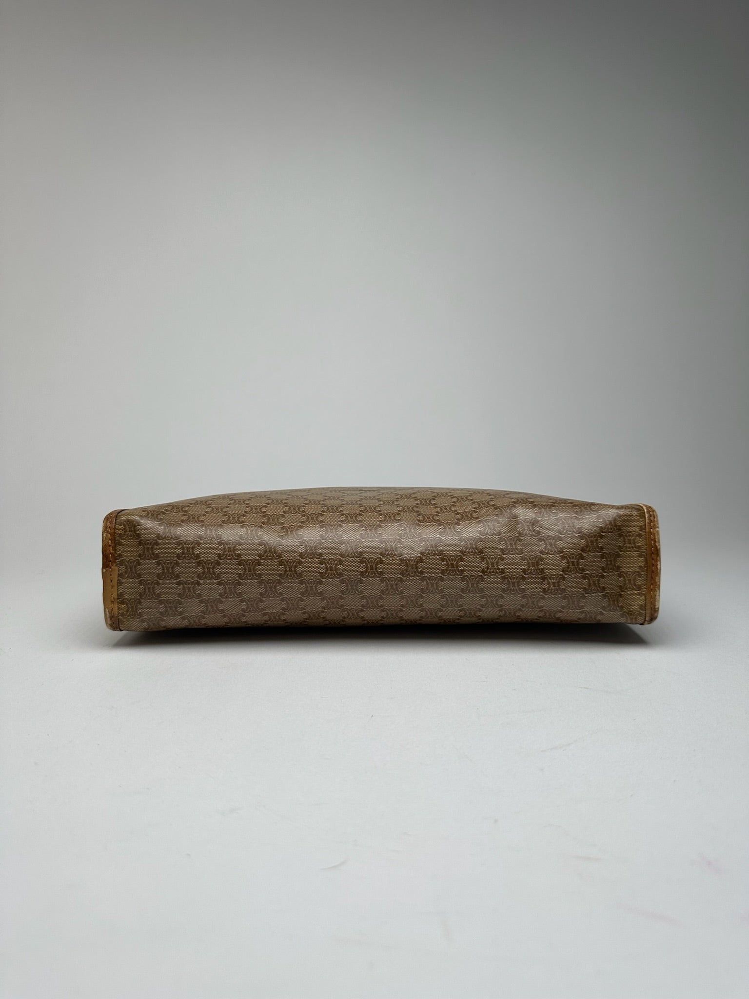 Celine Vintage Paris Triomphe Monogram Clutch Beige Brown Size ONE SIZE - 7 Thumbnail
