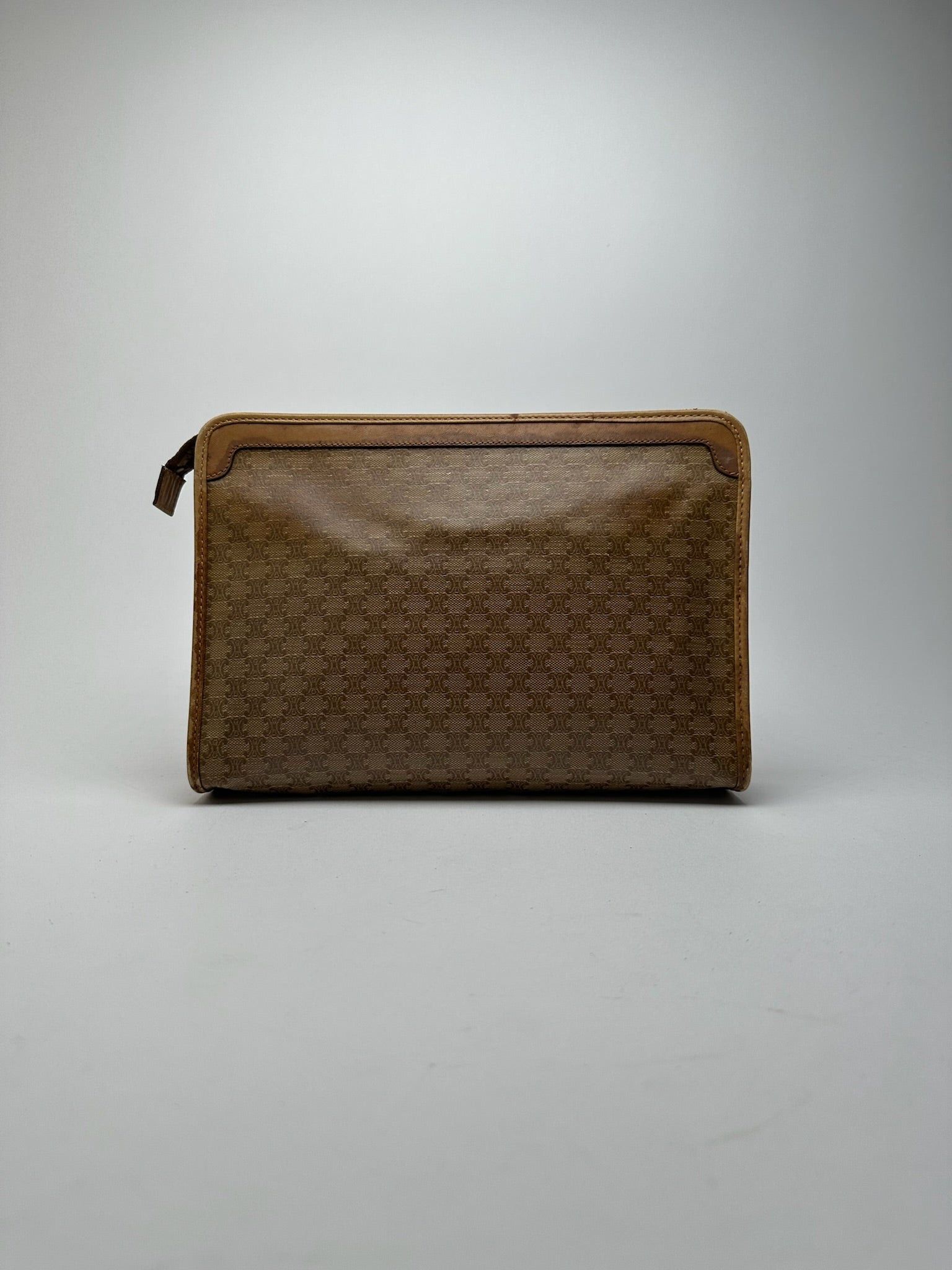 Celine Vintage Paris Triomphe Monogram Clutch Beige Brown Size ONE SIZE - 2 Thumbnail