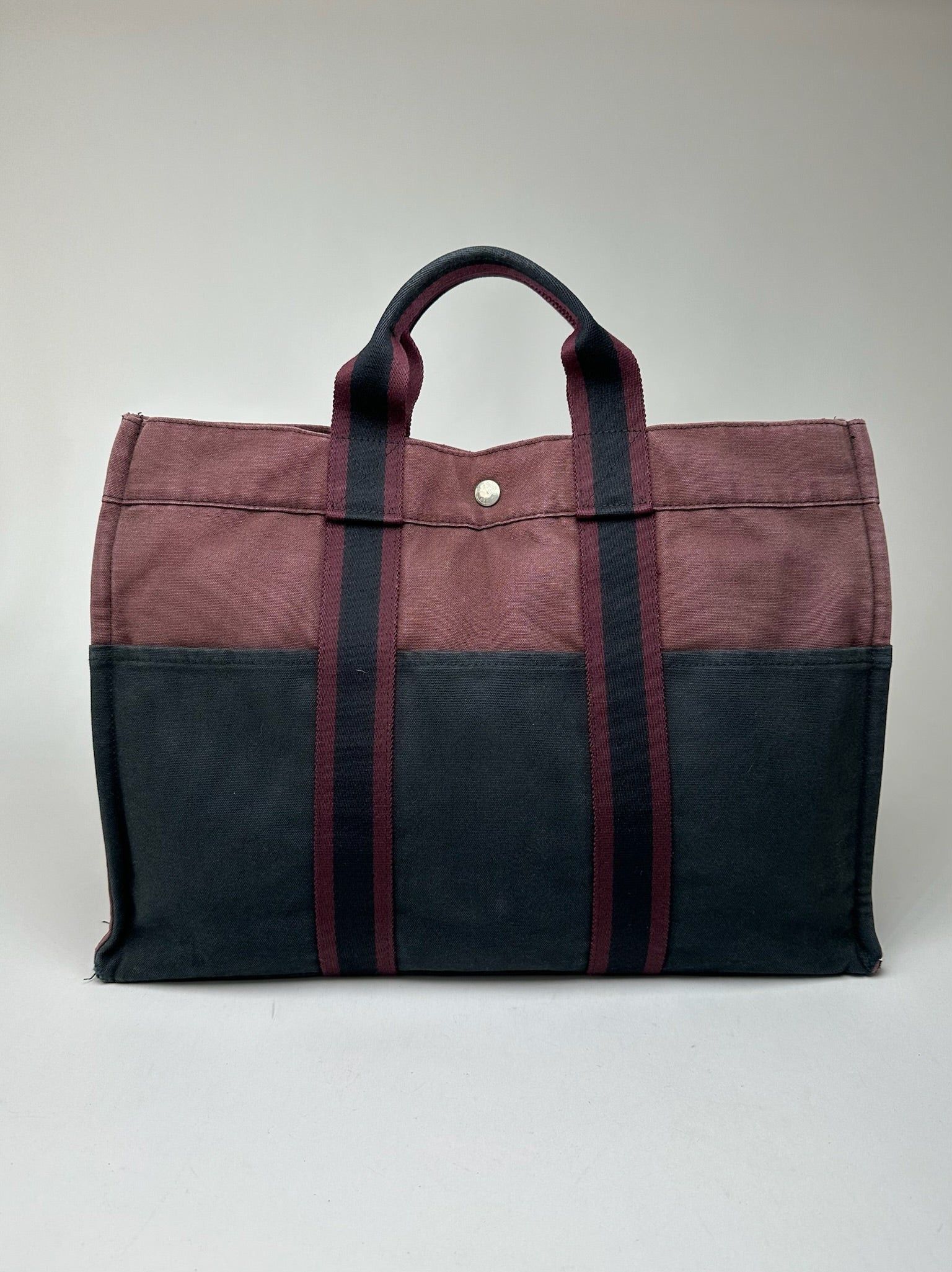 Other Vintage Hermes Canvas Shopper Purple Black Size ONE SIZE - 8 Thumbnail