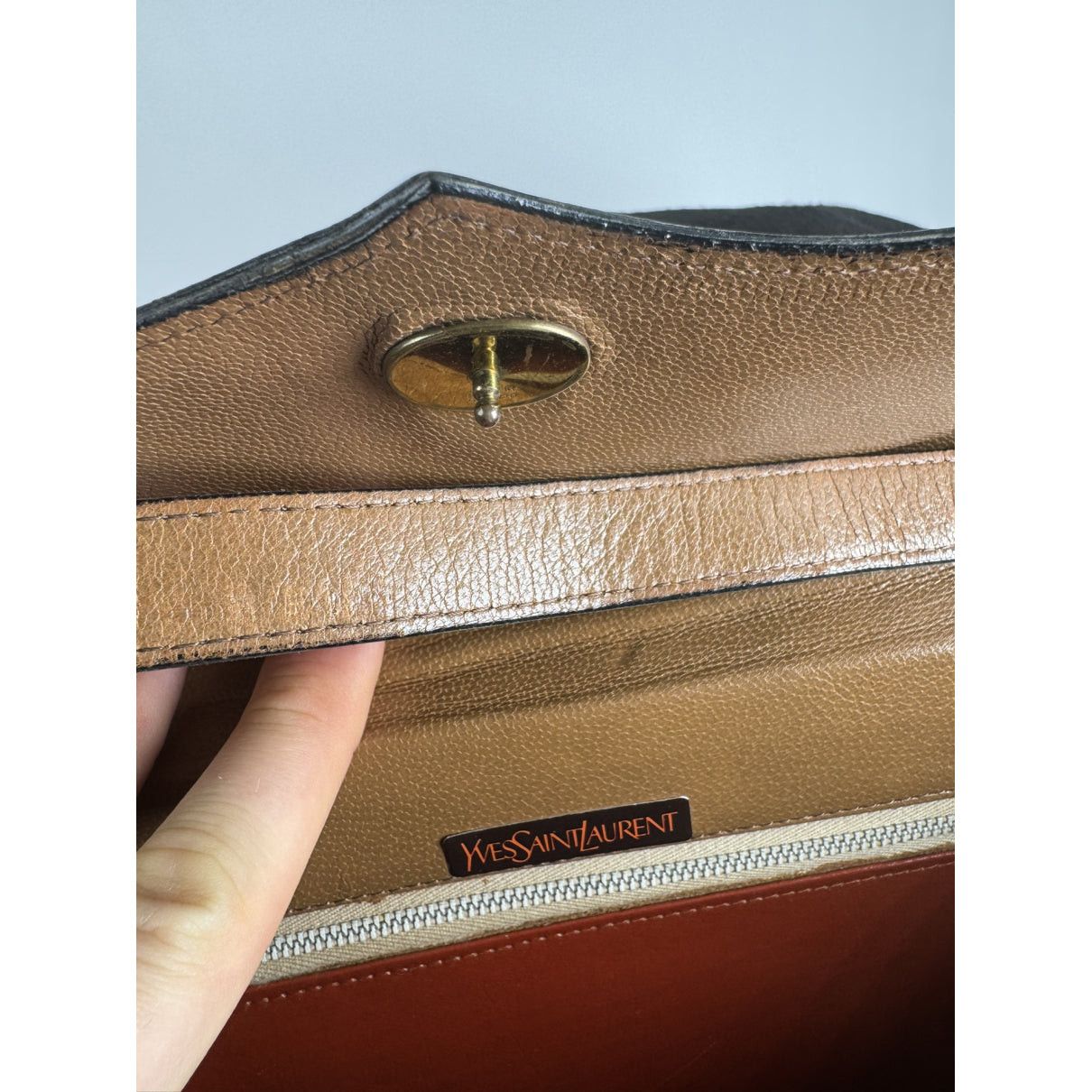 Other Saint Laurent Satchel Y studs Brown Leather Handbag Size ONE SIZE - 5 Thumbnail