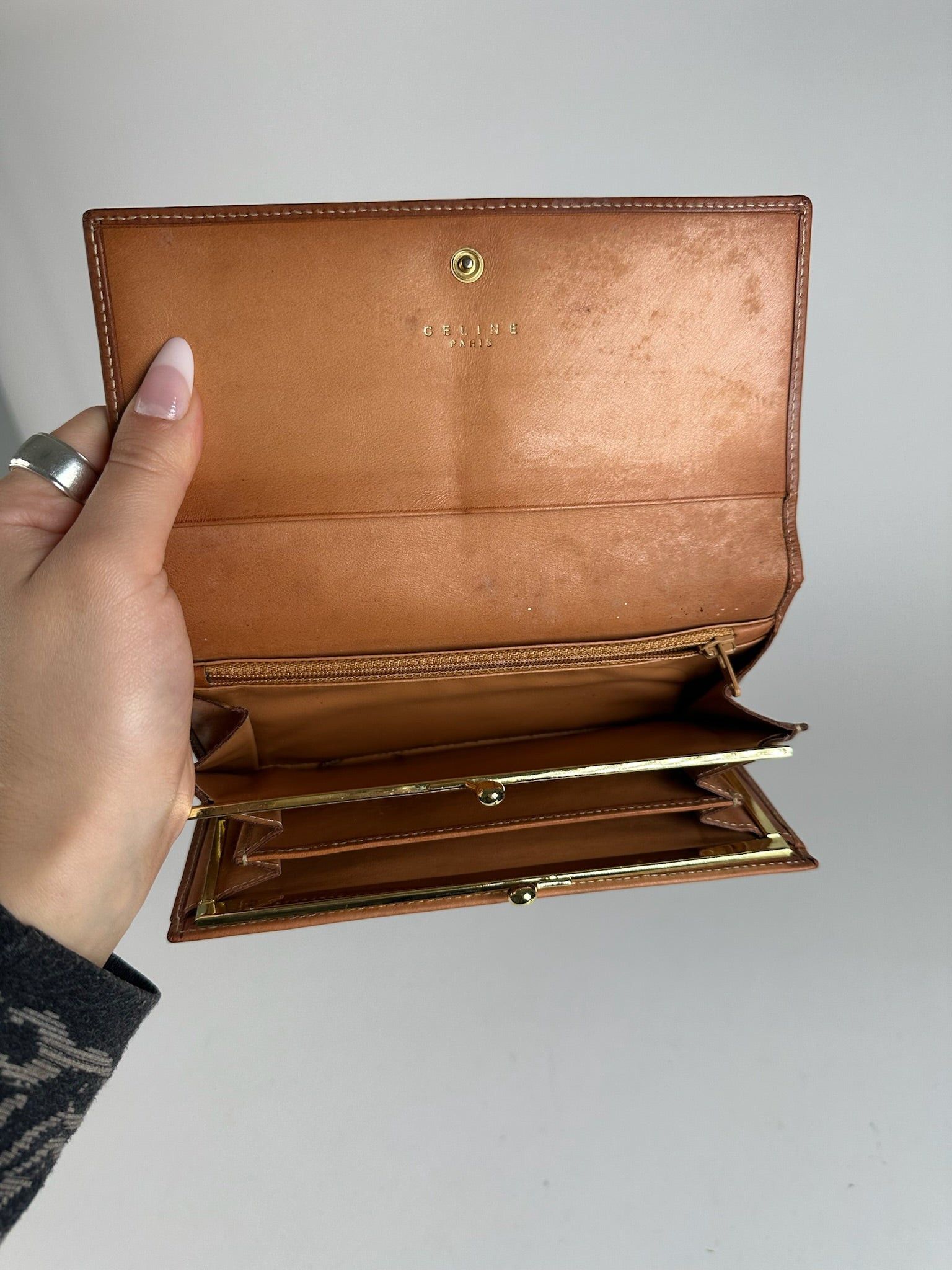 Celine Vintage Paris Leather ID Holder Brown Size ONE SIZE - 3 Thumbnail