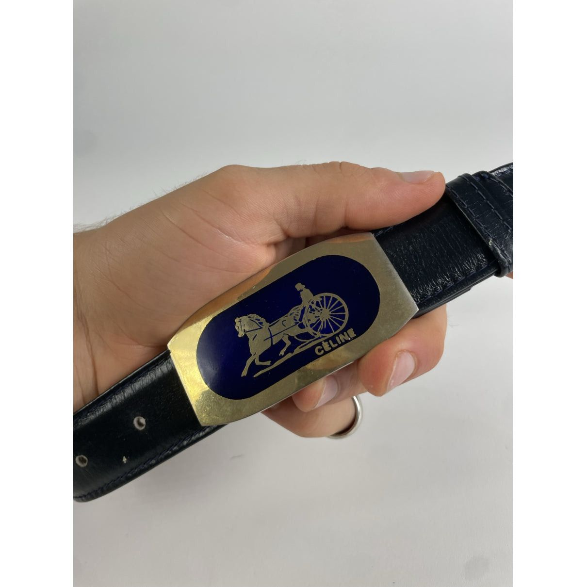 Celine Triomphe Black Leather Belt Size ONE SIZE - 2 Thumbnail