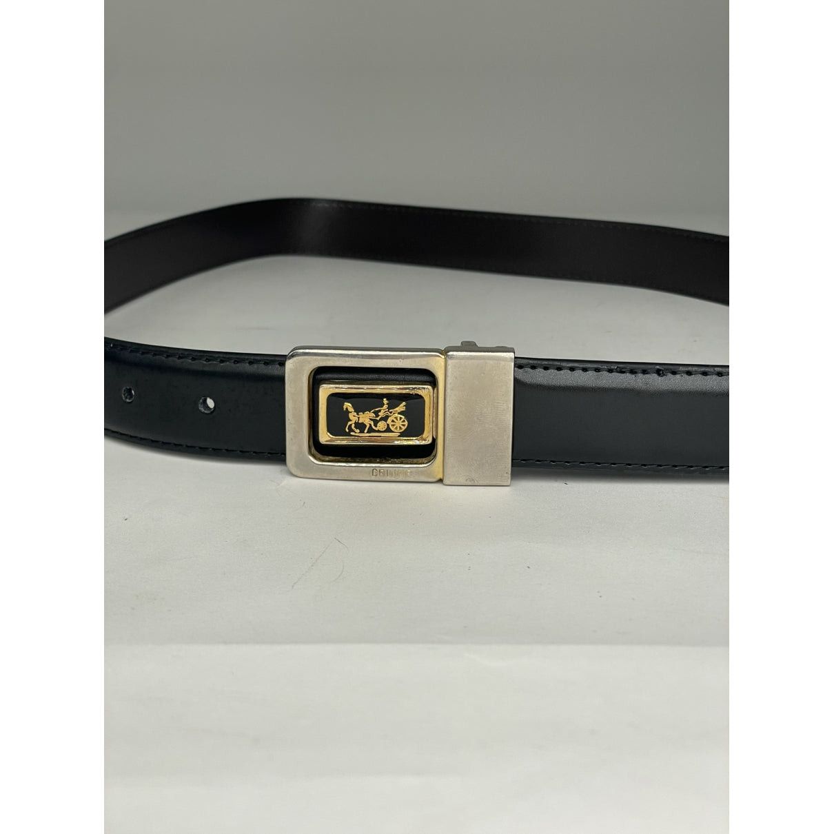 Celine Triomphe Black Leather Belt Size ONE SIZE - 2 Thumbnail