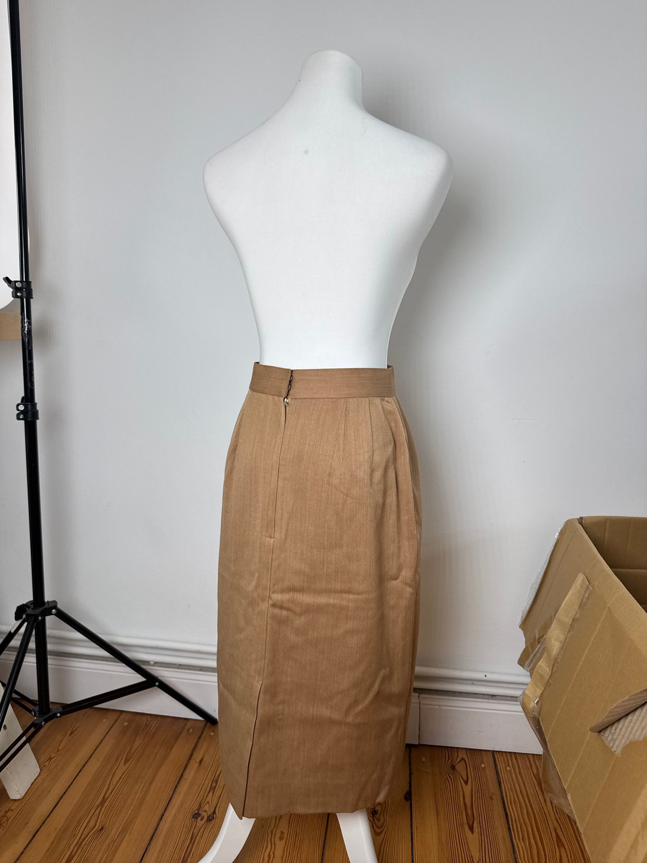 Dior Vintage Linen Skirt Brown L Size 34" / US 12 / IT 48 - 3 Thumbnail