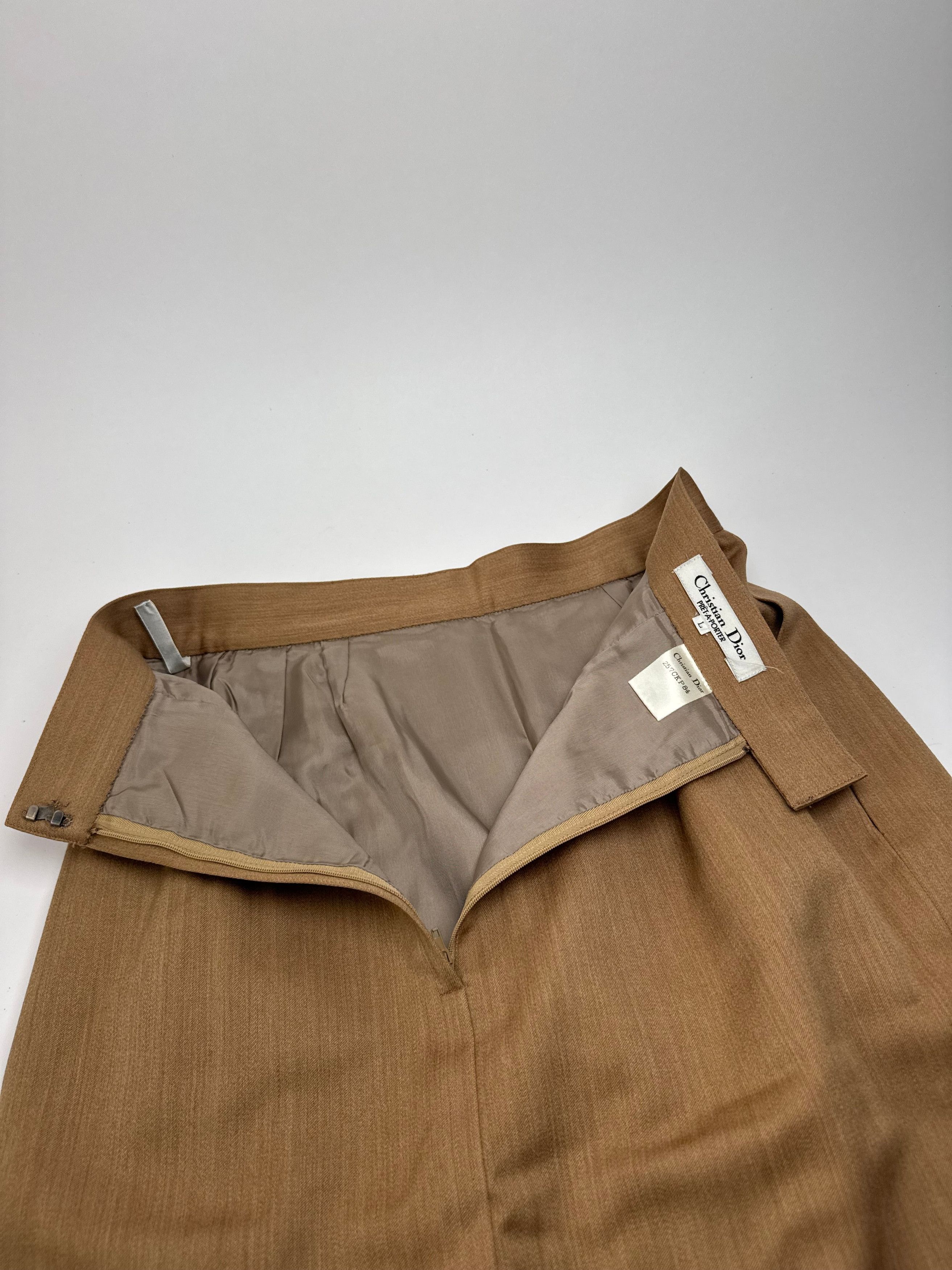 Dior Vintage Linen Skirt Brown L Size 34" / US 12 / IT 48 - 11 Thumbnail