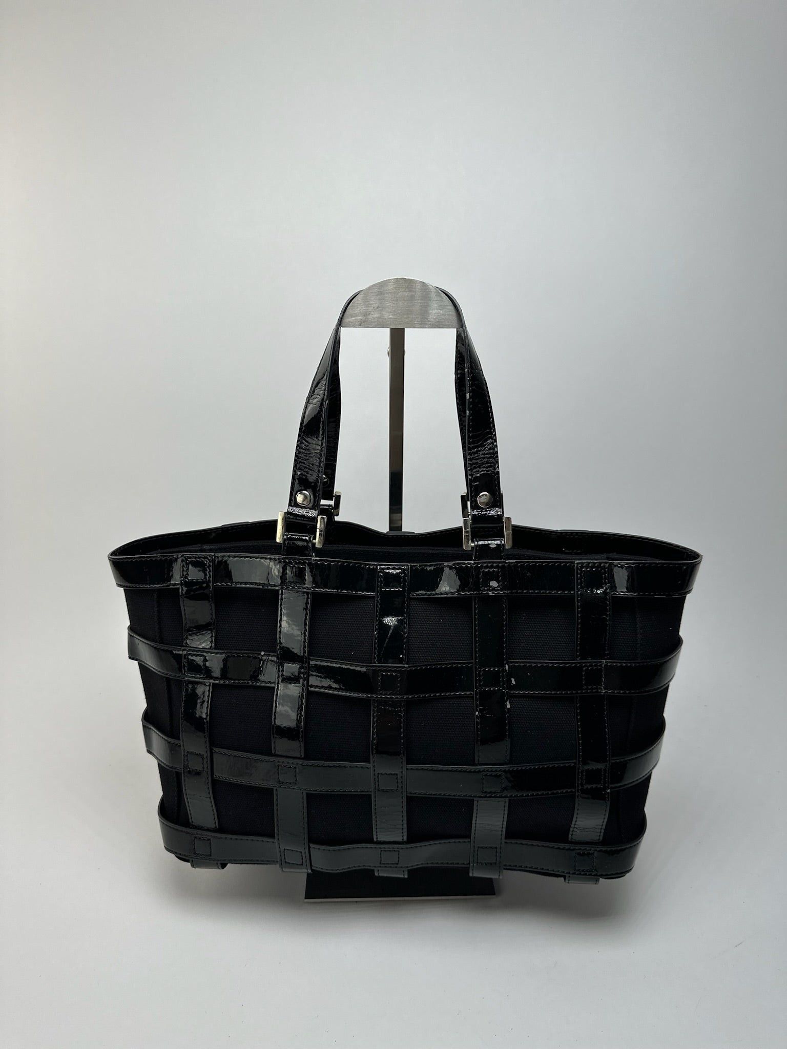 Courreges Vintage Patent Leather cage bag black Size ONE SIZE - 13 Thumbnail