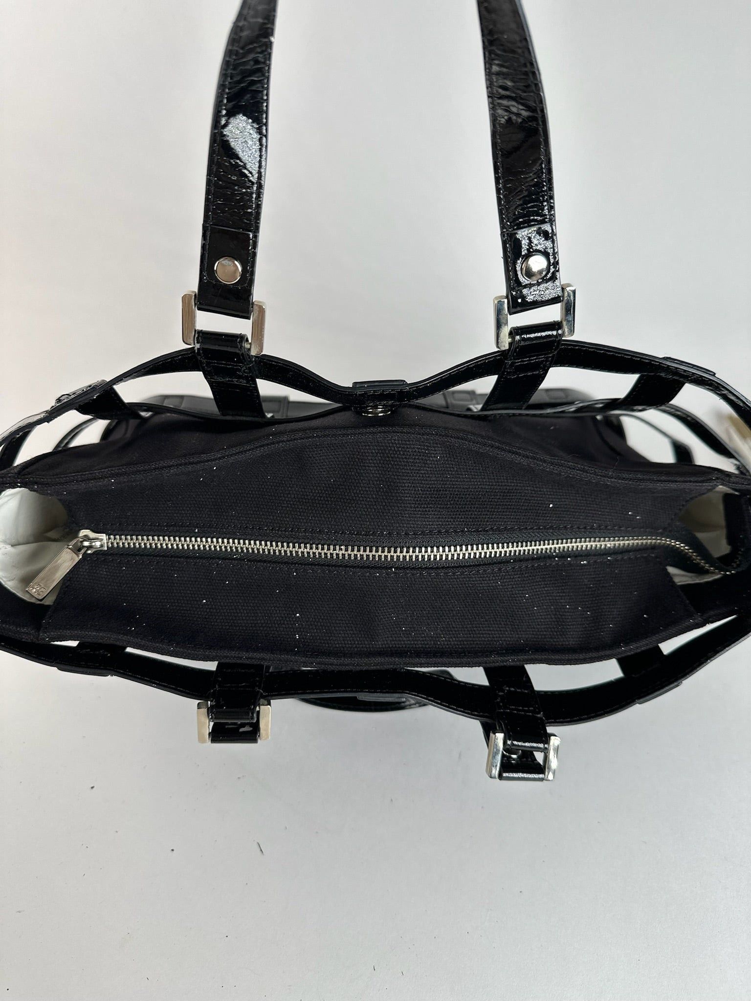 Courreges Vintage Patent Leather cage bag black Size ONE SIZE - 3 Thumbnail