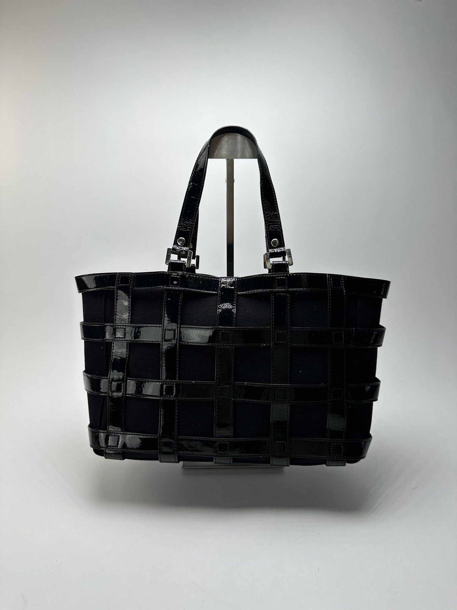 Courreges Vintage Patent Leather cage bag black Size ONE SIZE - 2 Thumbnail
