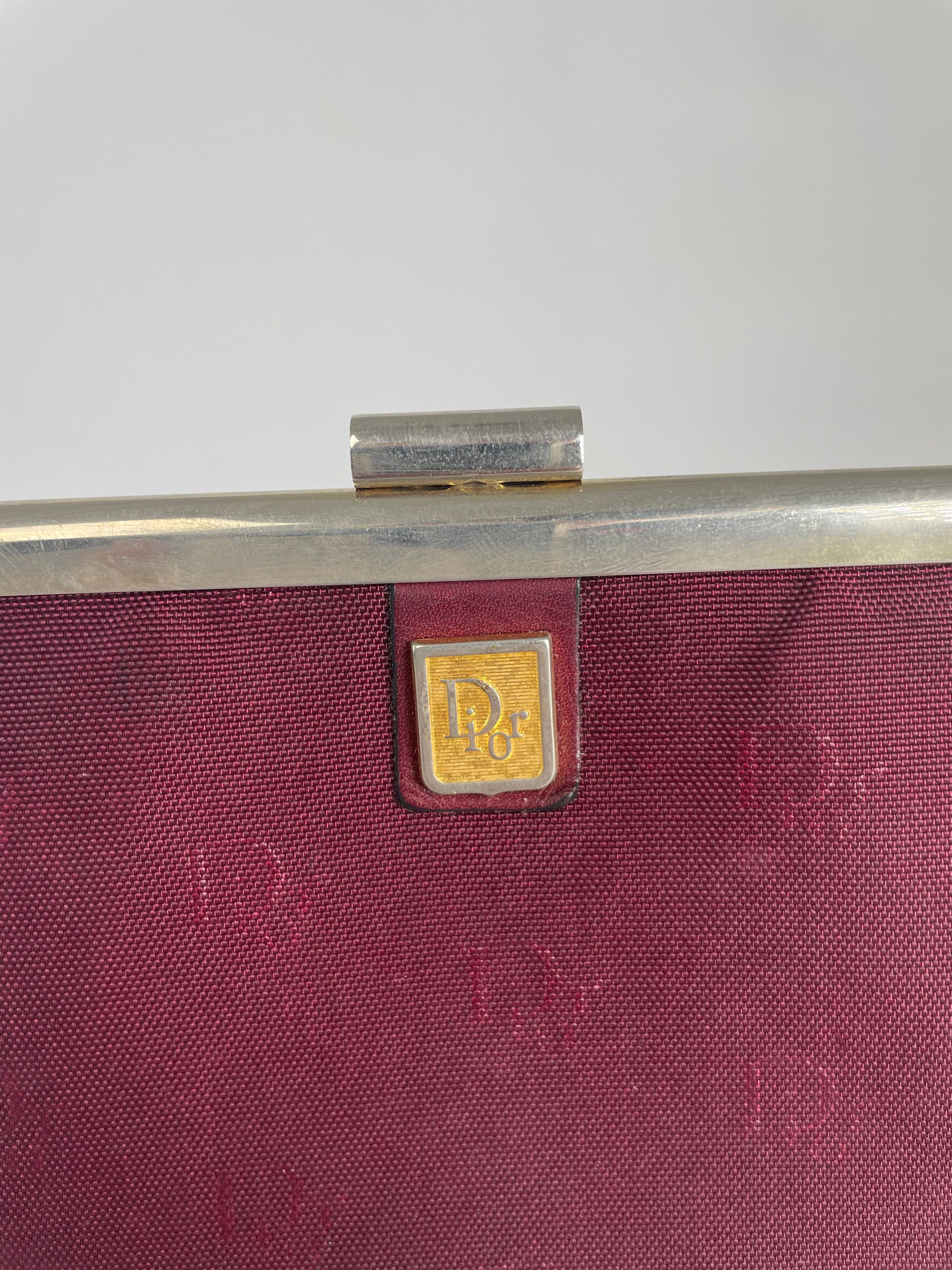 Dior Vintage Canvas Leather Clutch Dark Red Size ONE SIZE - 7 Thumbnail