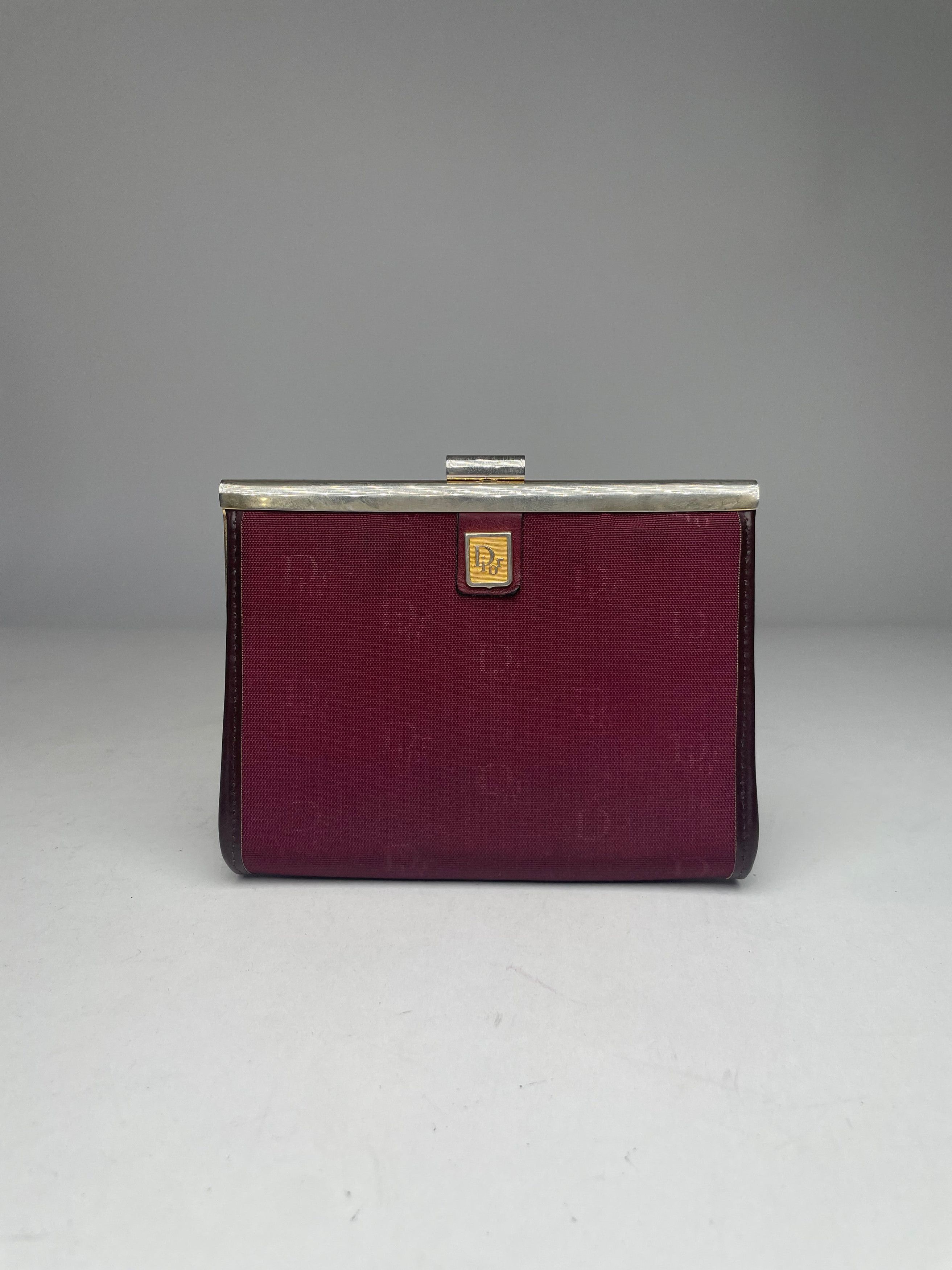 Dior Vintage Canvas Leather Clutch Dark Red Size ONE SIZE - 9 Thumbnail