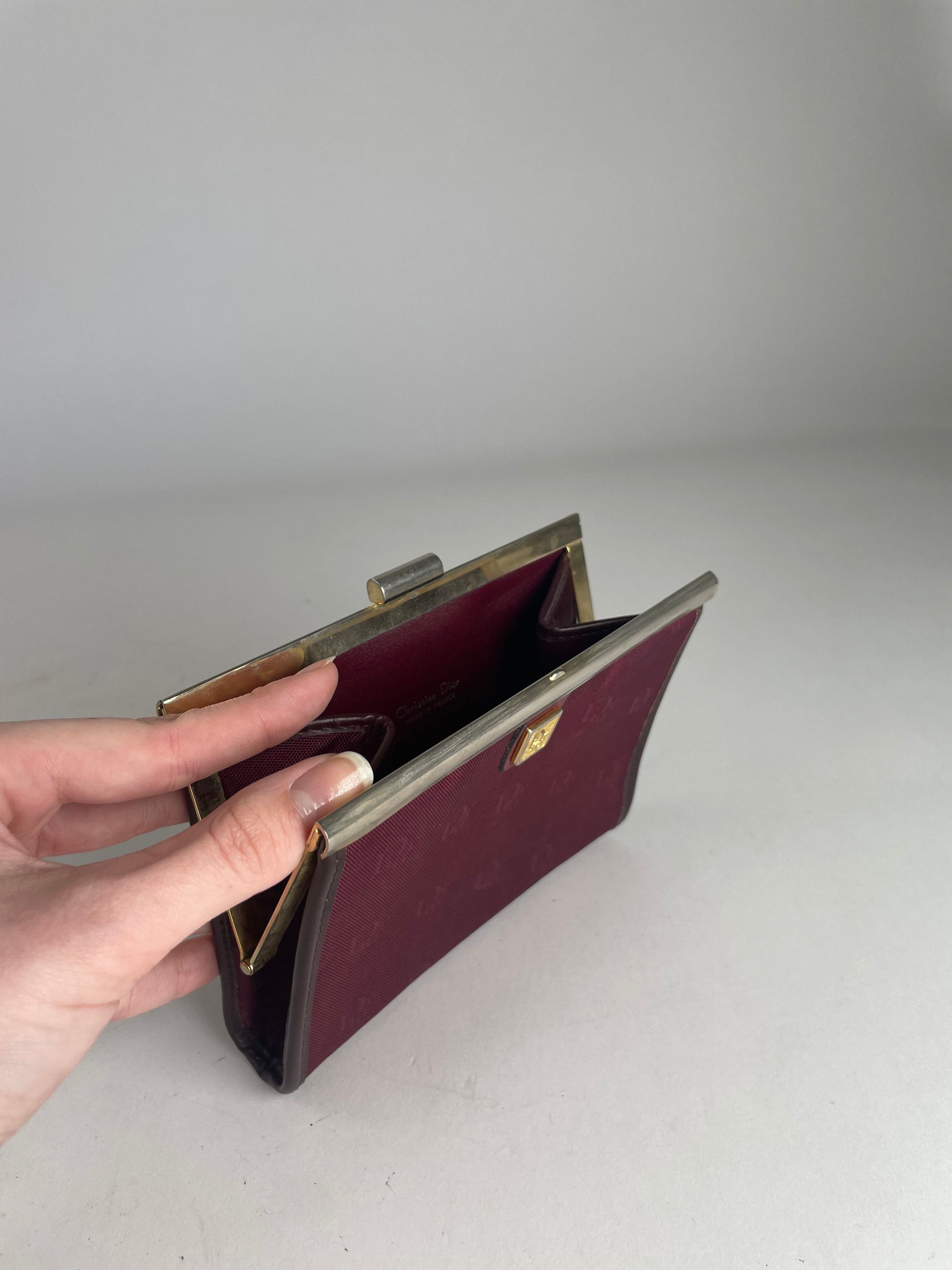 Dior Vintage Canvas Leather Clutch Dark Red Size ONE SIZE - 4 Thumbnail