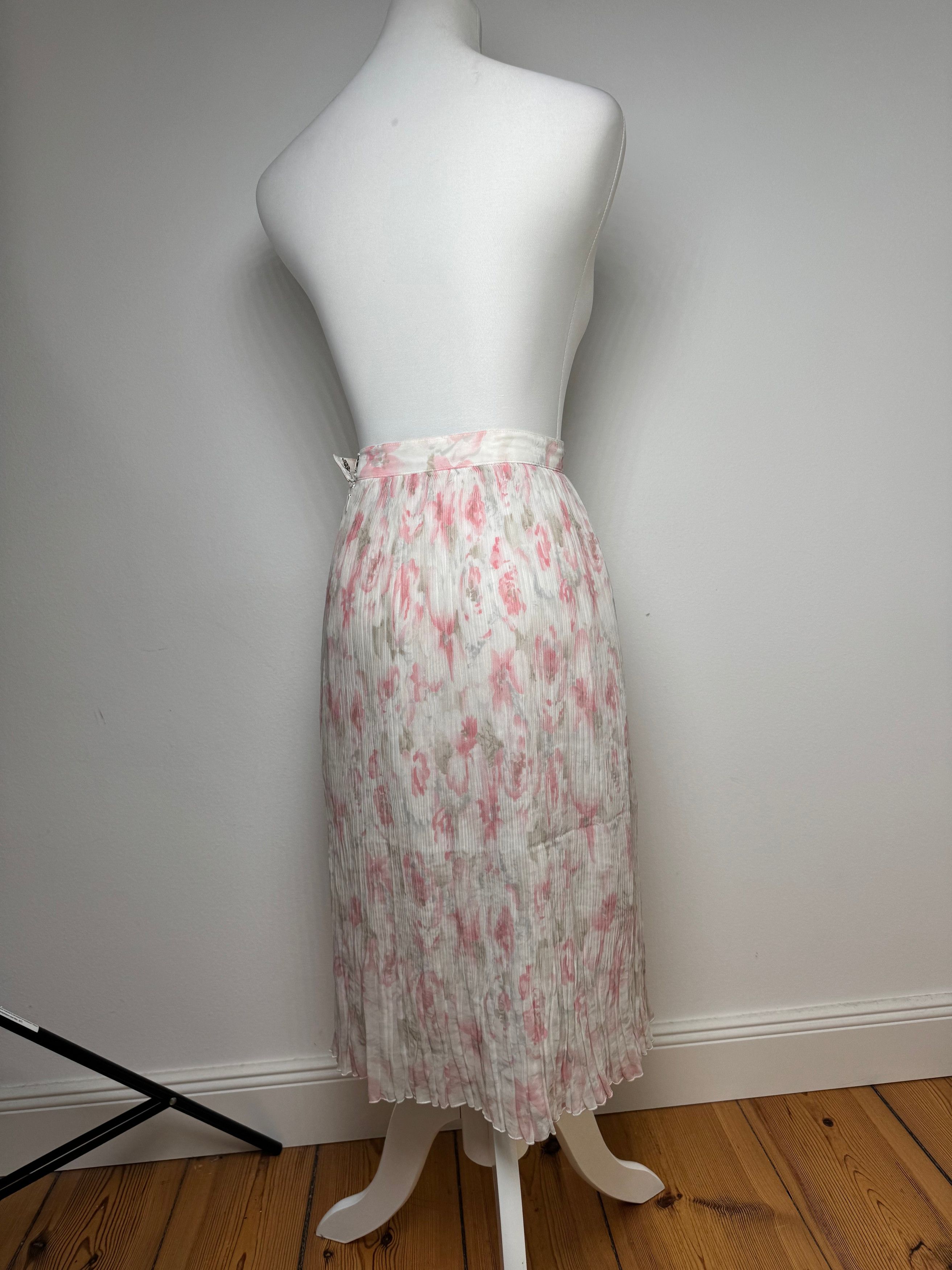 Courreges Vintage Plissee Floral Skirt white pink Size 27" / US 4 / IT 40 - 3 Thumbnail