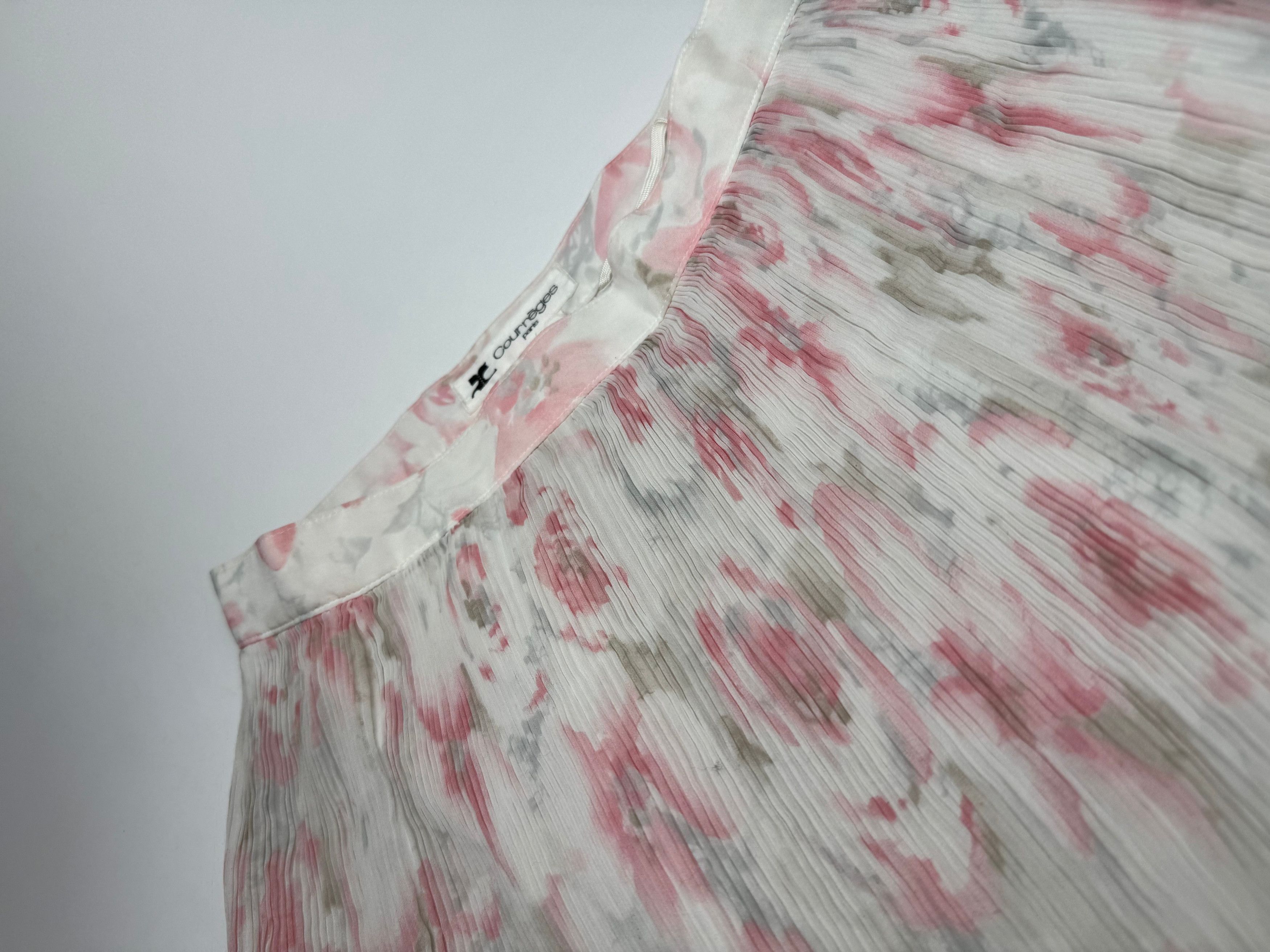 Courreges Vintage Plissee Floral Skirt white pink Size 27" / US 4 / IT 40 - 5 Thumbnail