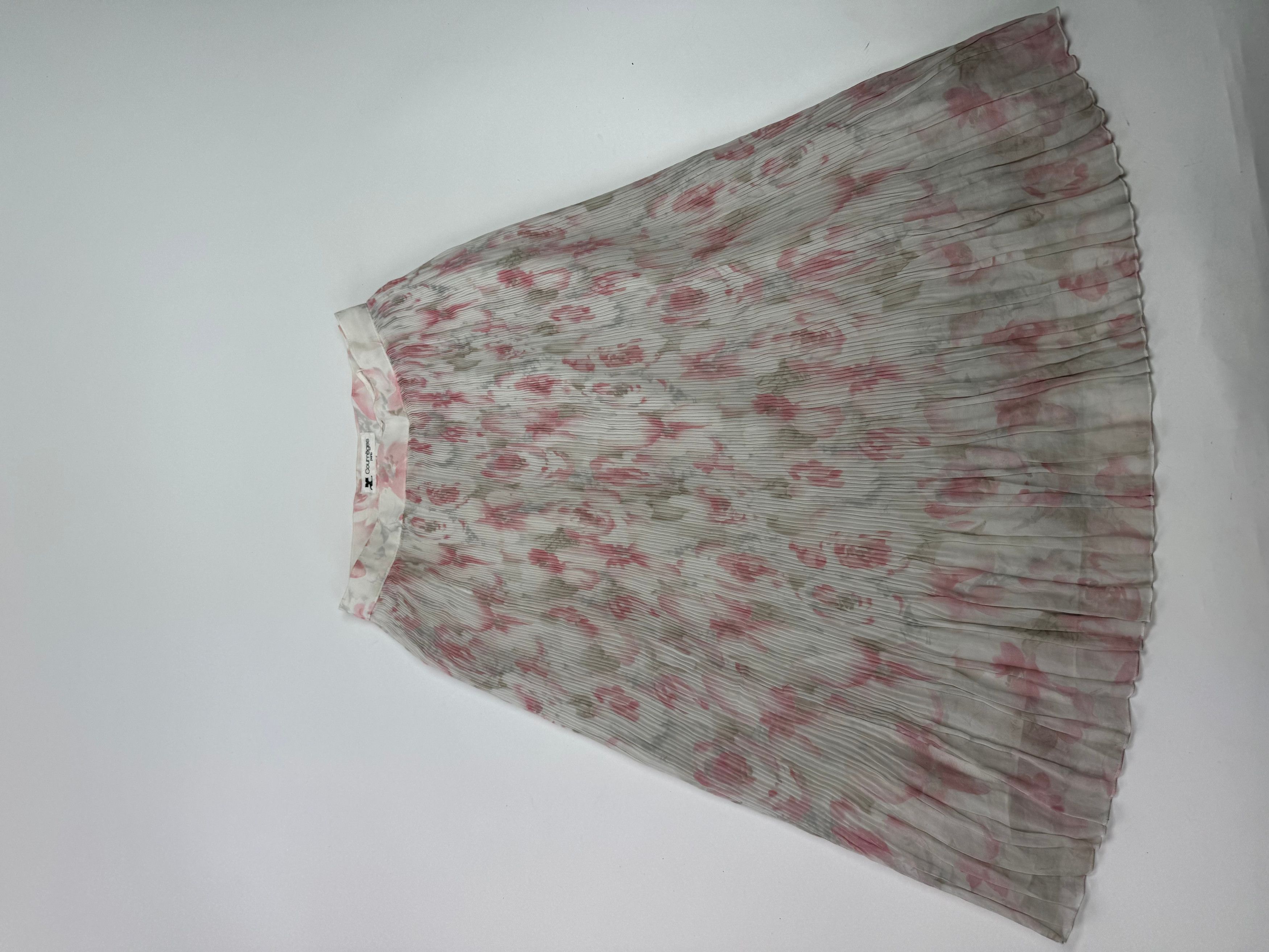 Courreges Vintage Plissee Floral Skirt white pink Size 27" / US 4 / IT 40 - 4 Thumbnail