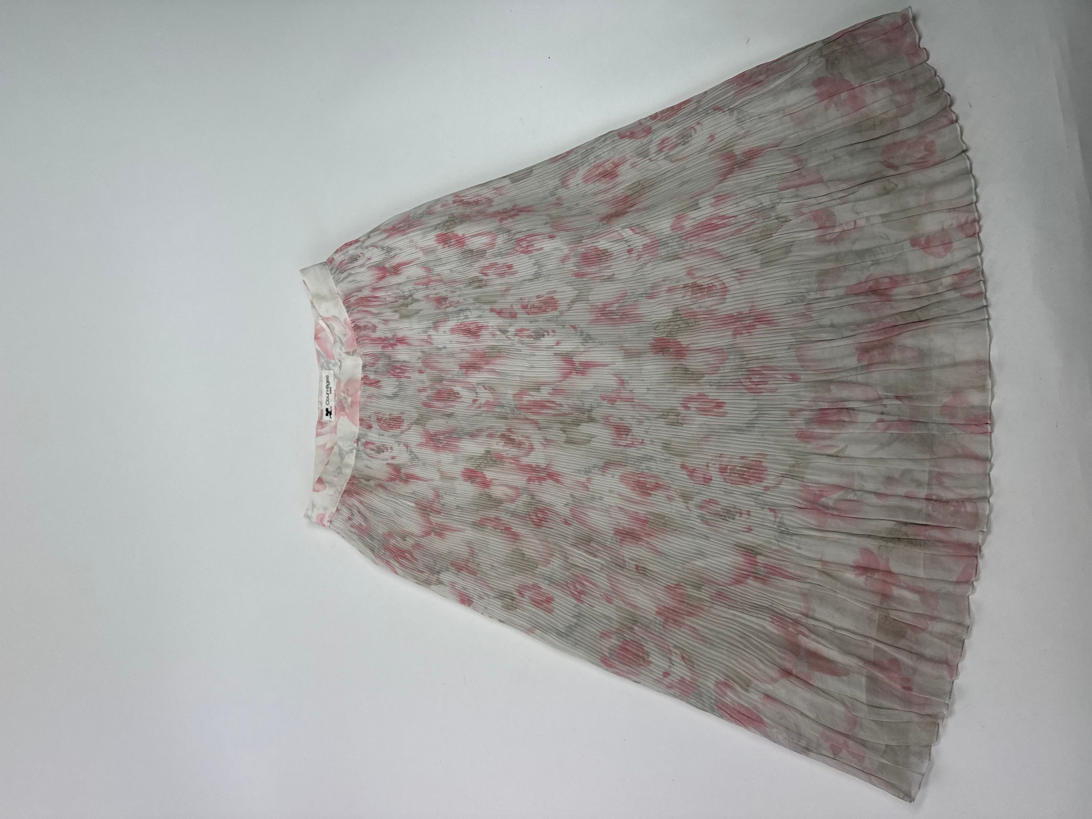Courreges Vintage Plissee Floral Skirt white pink Size 27" / US 4 / IT 40 - 13 Thumbnail