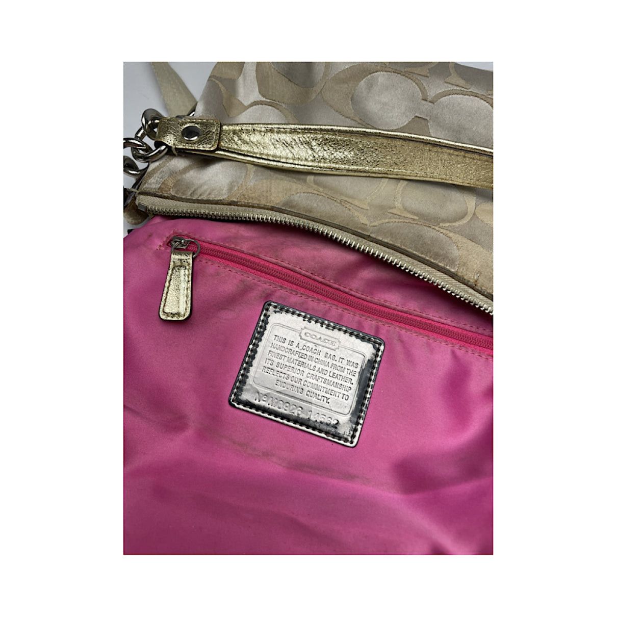 Coach Signature Sufflette Silver Leather Handbag Size ONE SIZE - 4 Thumbnail