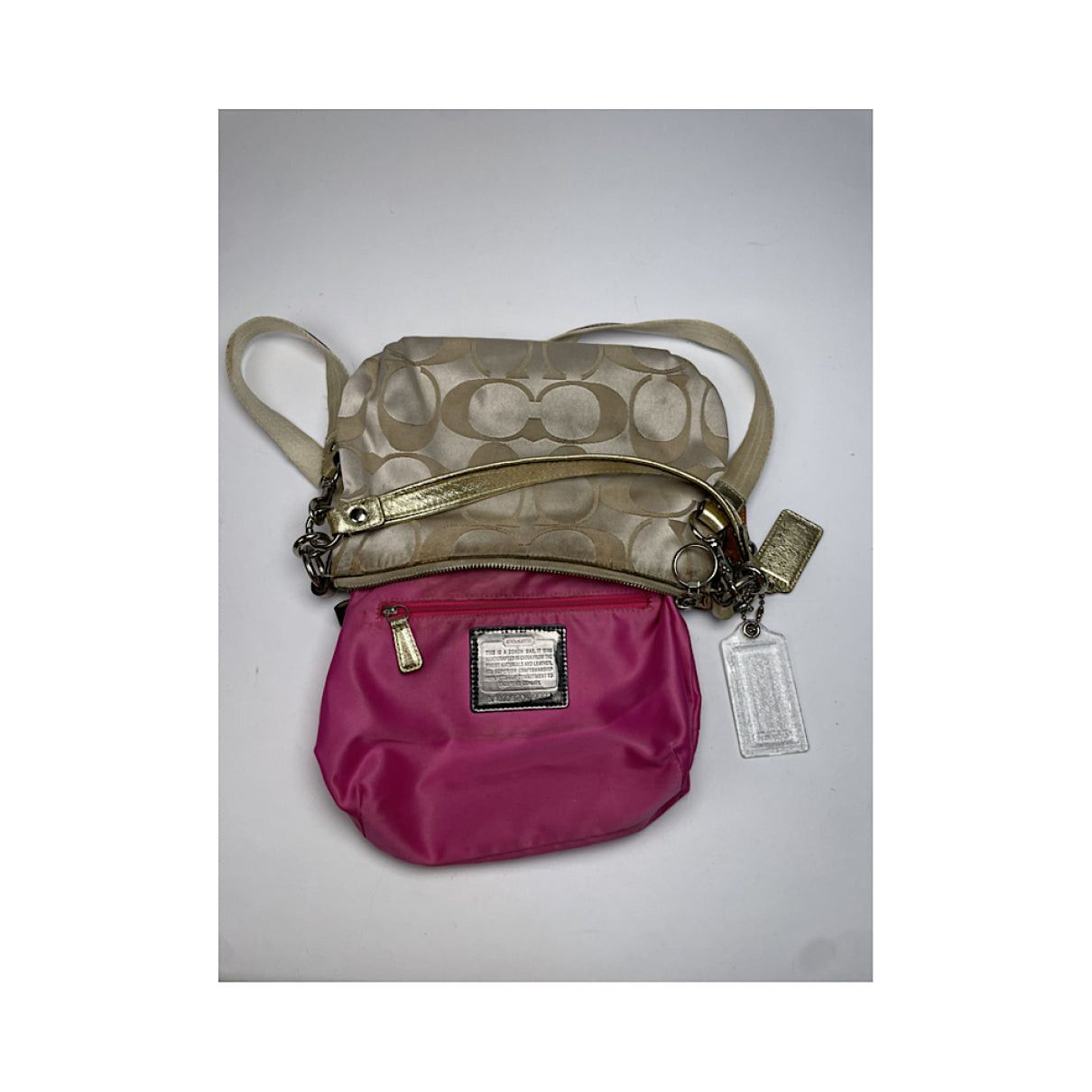 Coach Signature Sufflette Silver Leather Handbag Size ONE SIZE - 3 Thumbnail