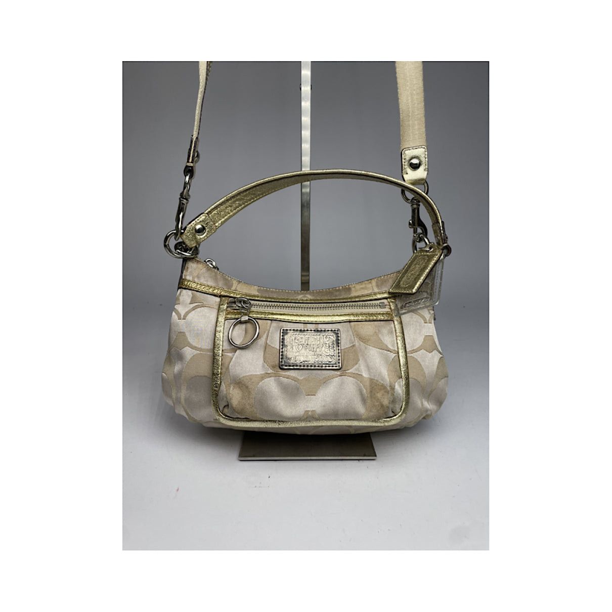 Coach Signature Sufflette Silver Leather Handbag Size ONE SIZE - 5 Thumbnail