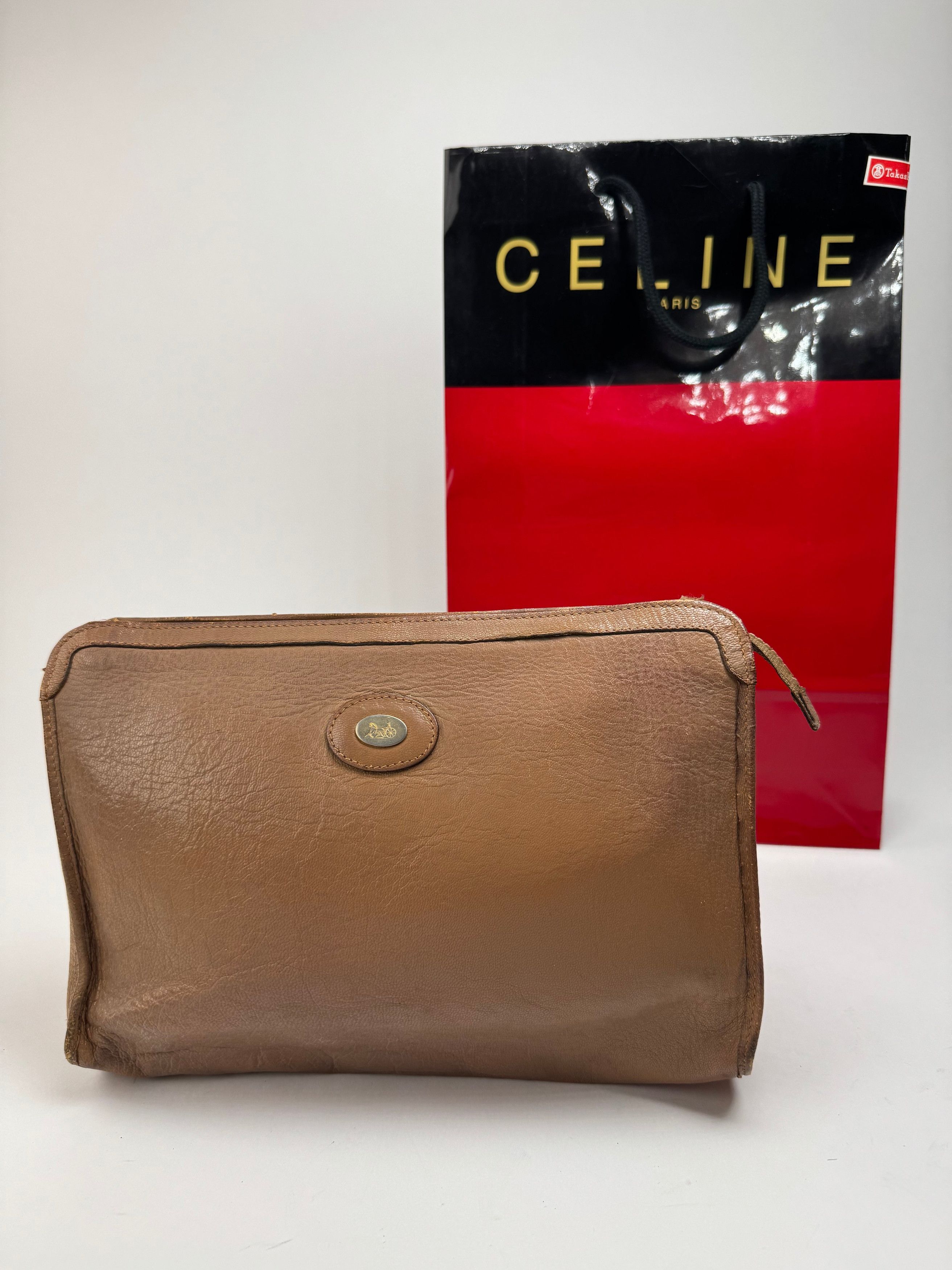 Celine Vintage Paris leather clutch brown Size ONE SIZE - 3 Thumbnail