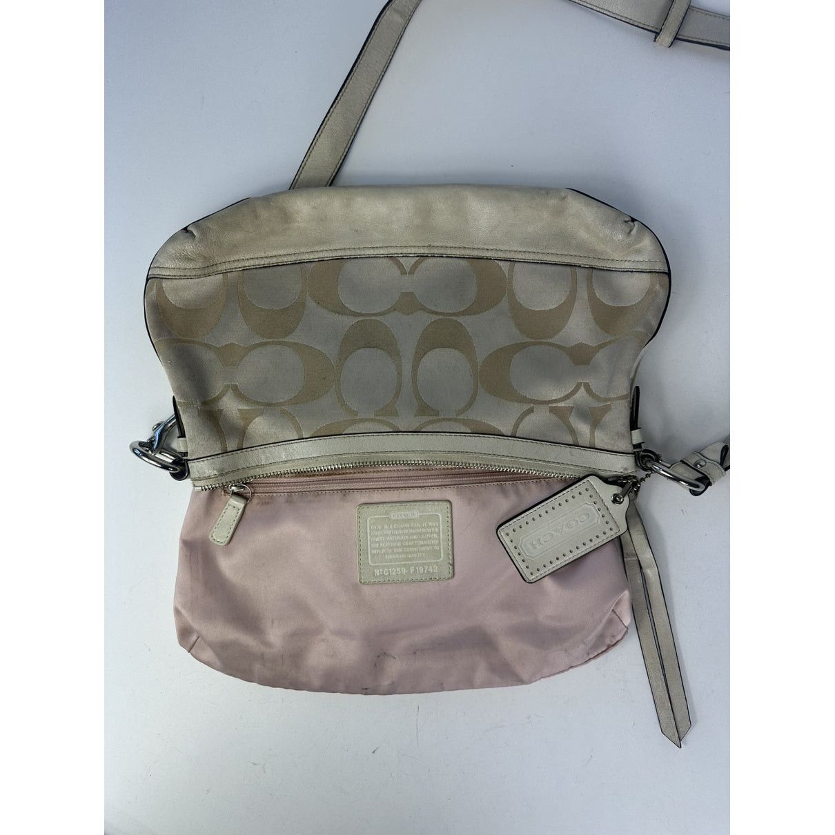 Coach Signature Sufflette White Leather Handbag Size ONE SIZE - 2 Thumbnail