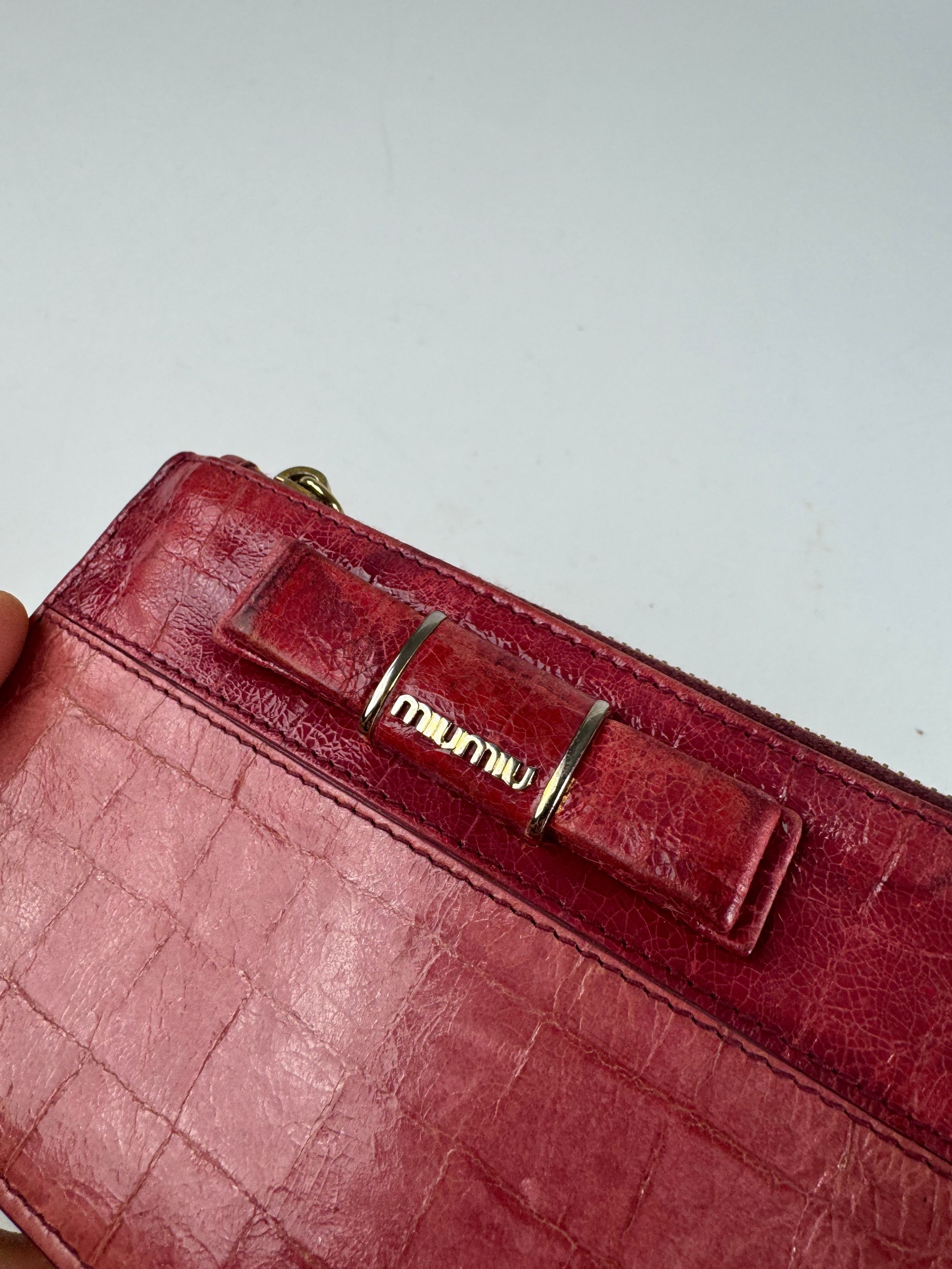 Miu Miu Vintage Leather Card Holder Pink Size ONE SIZE - 6 Thumbnail