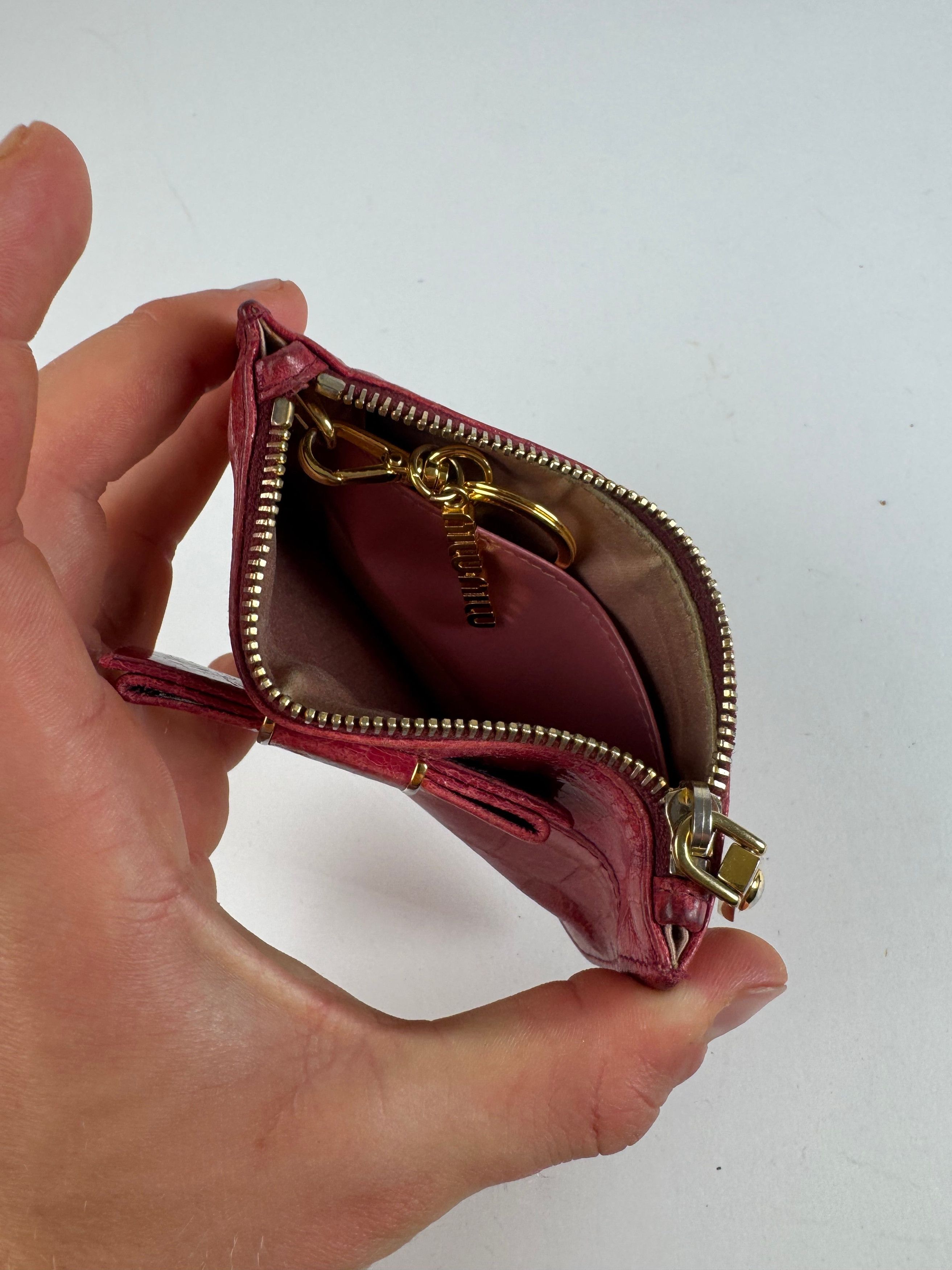 Miu Miu Vintage Leather Card Holder Pink Size ONE SIZE - 8 Thumbnail