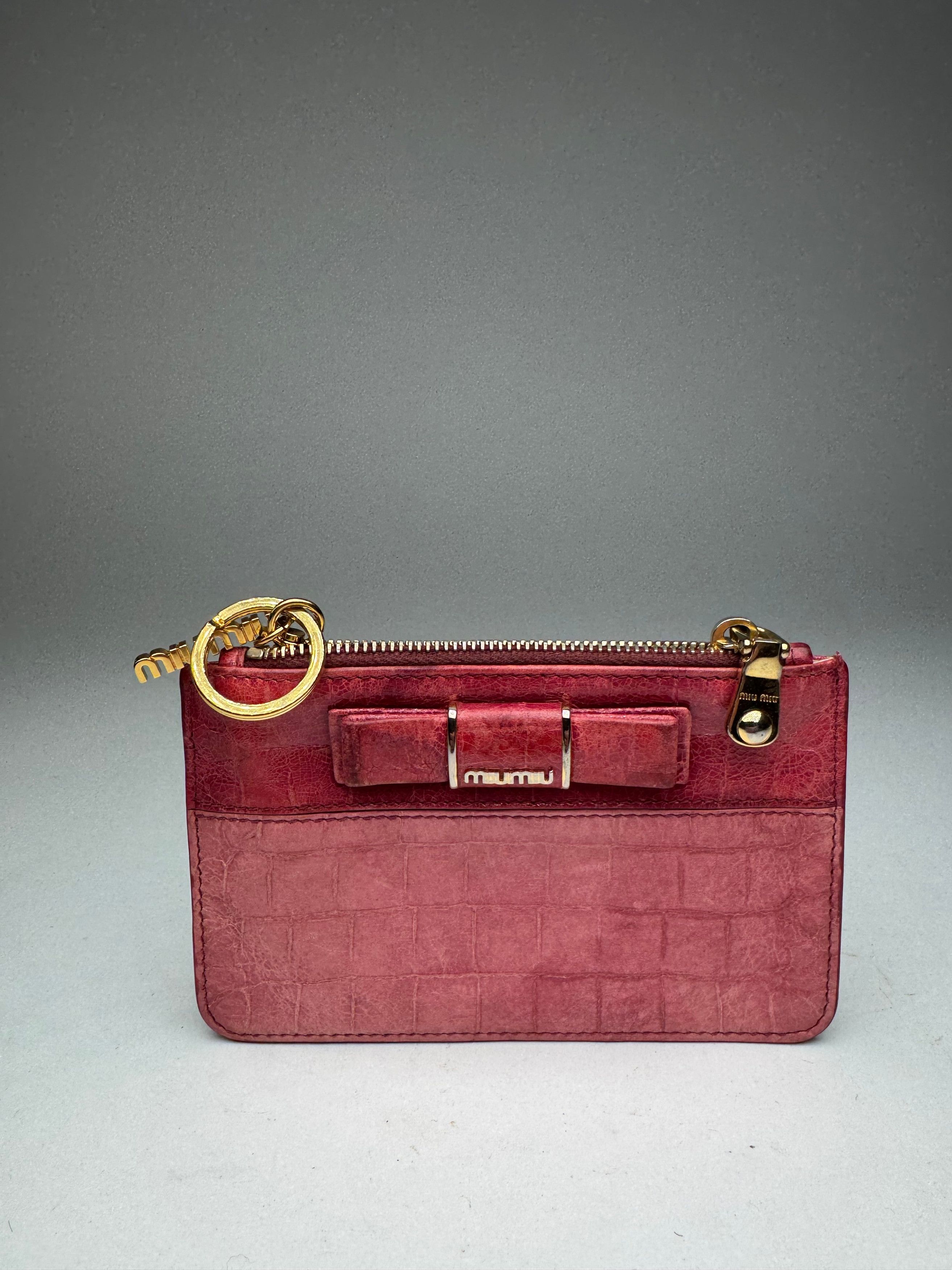 Miu Miu Vintage Leather Card Holder Pink Size ONE SIZE - 7 Thumbnail