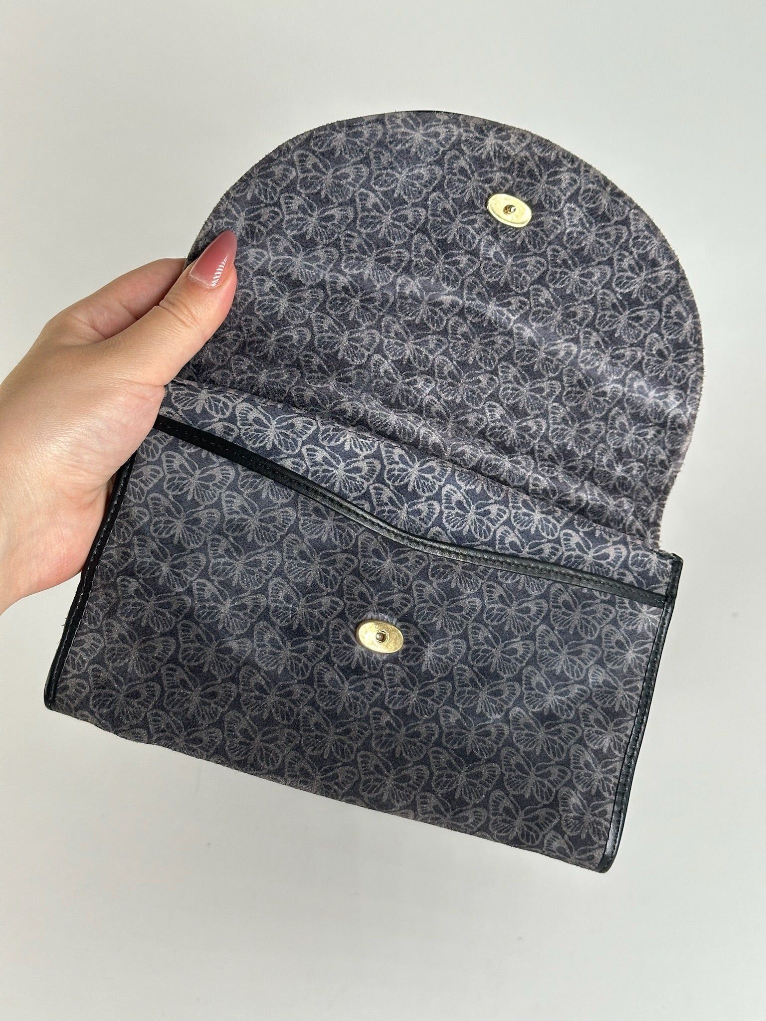 Bottega Veneta Vintage Suede Monogram Clutch navy white Size ONE SIZE - 4 Thumbnail