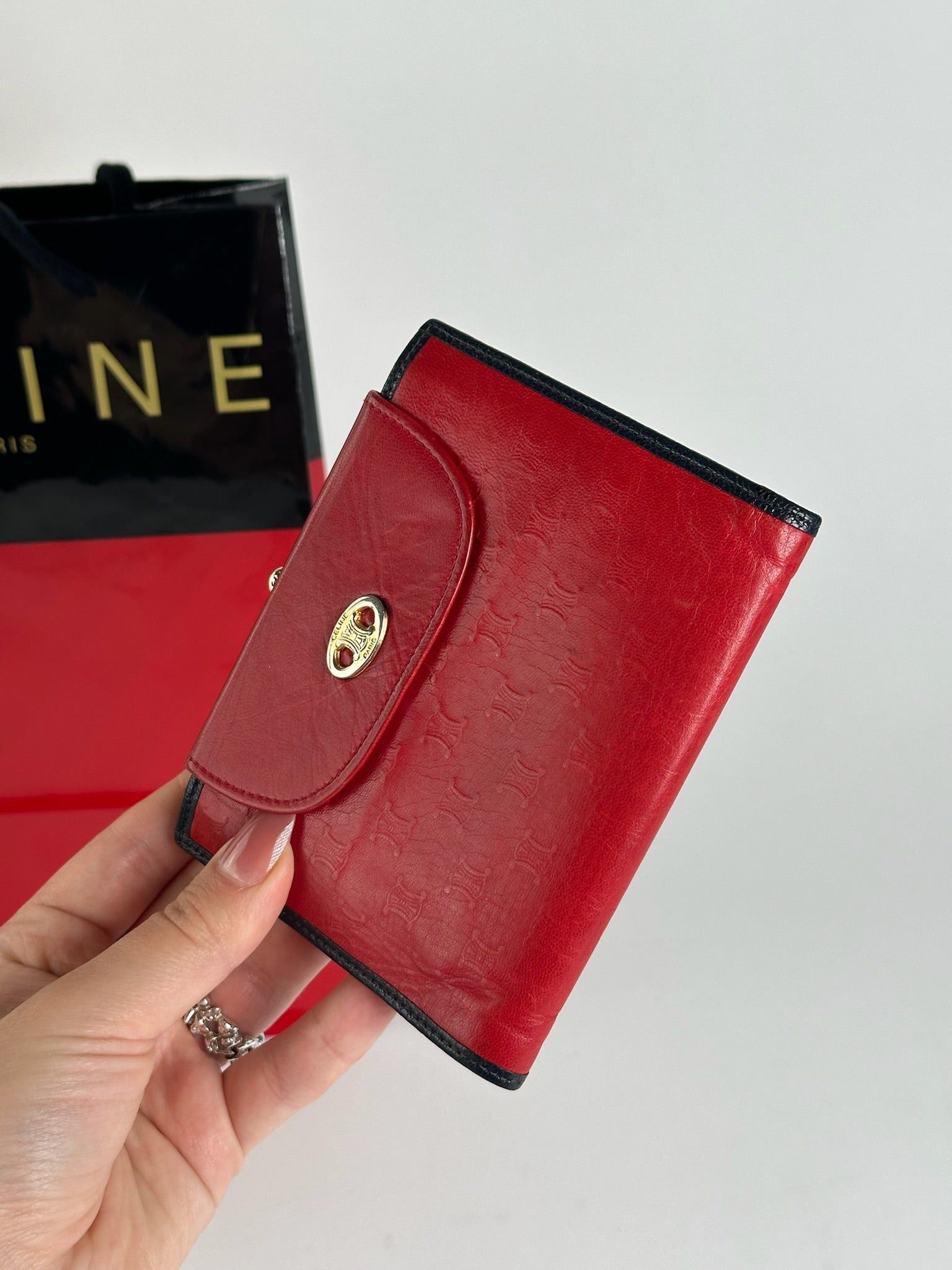 Celine Vintage Paris Monogram Leather wallet red Size ONE SIZE - 13 Thumbnail