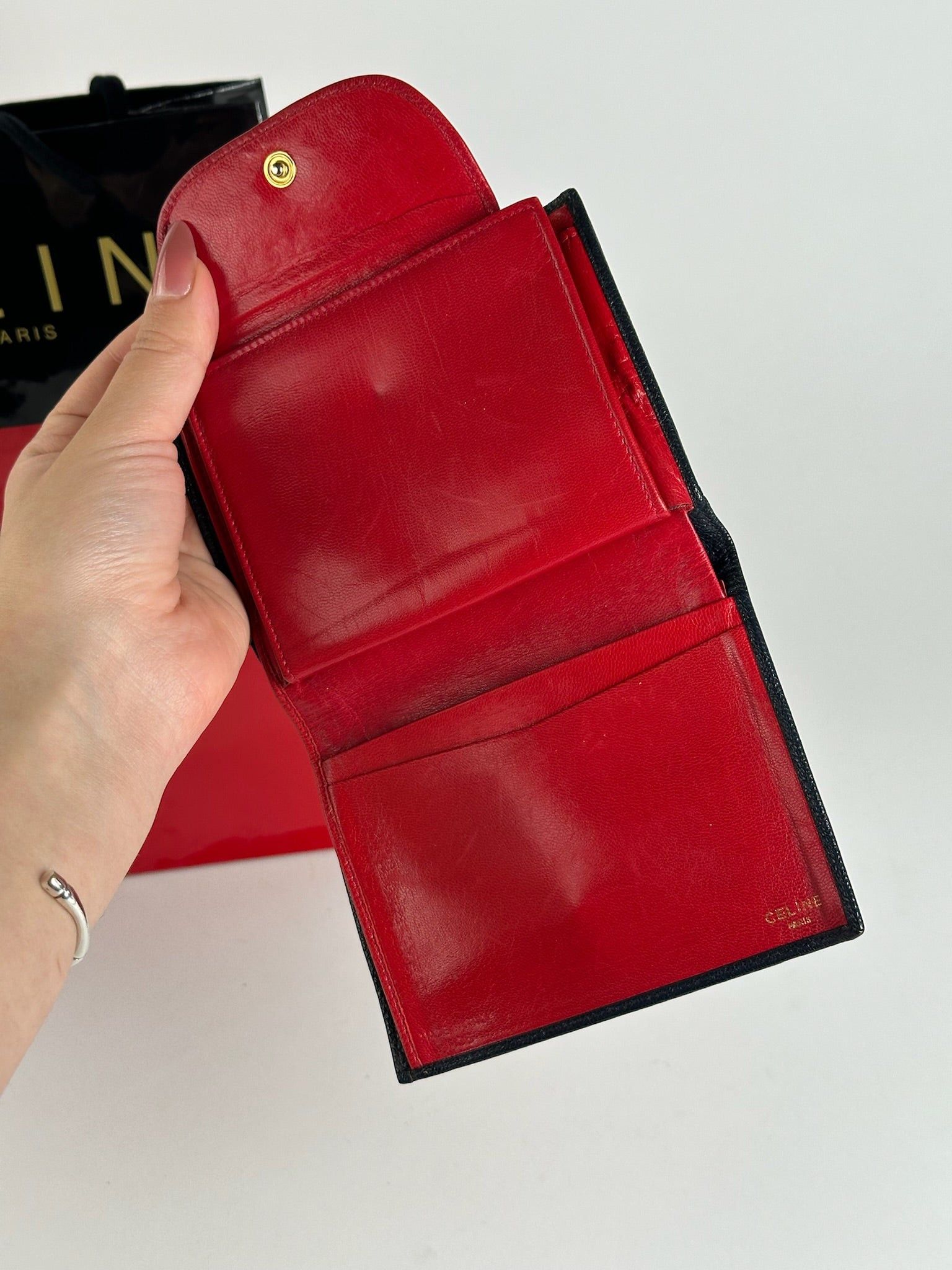 Celine Vintage Paris Monogram Leather wallet red Size ONE SIZE - 8 Thumbnail