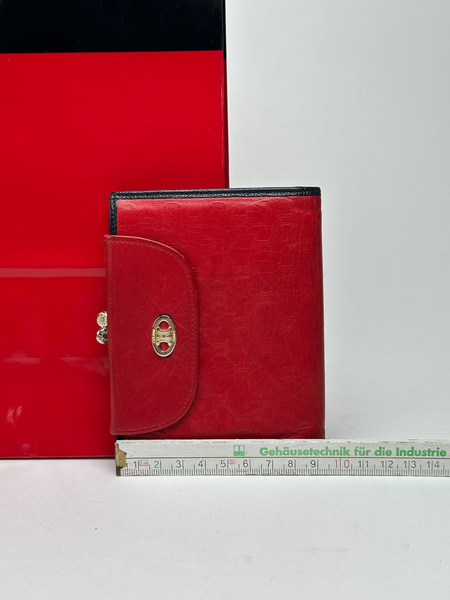 Celine Vintage Paris Monogram Leather wallet red Size ONE SIZE - 12 Thumbnail