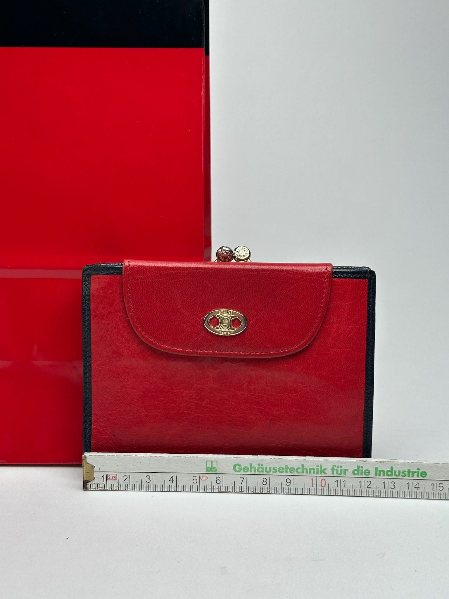 Celine Vintage Paris Monogram Leather wallet red Size ONE SIZE - 14 Thumbnail