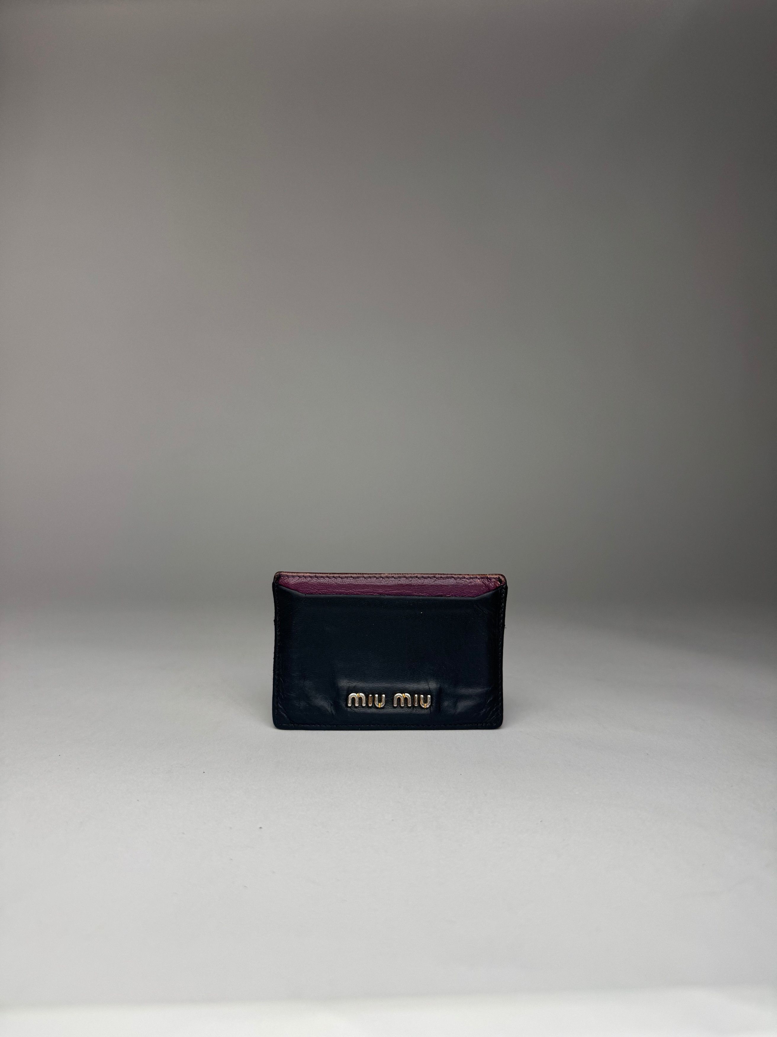 Miu Miu Vintage Leather Card Holder Black Purple Size ONE SIZE - 4 Thumbnail