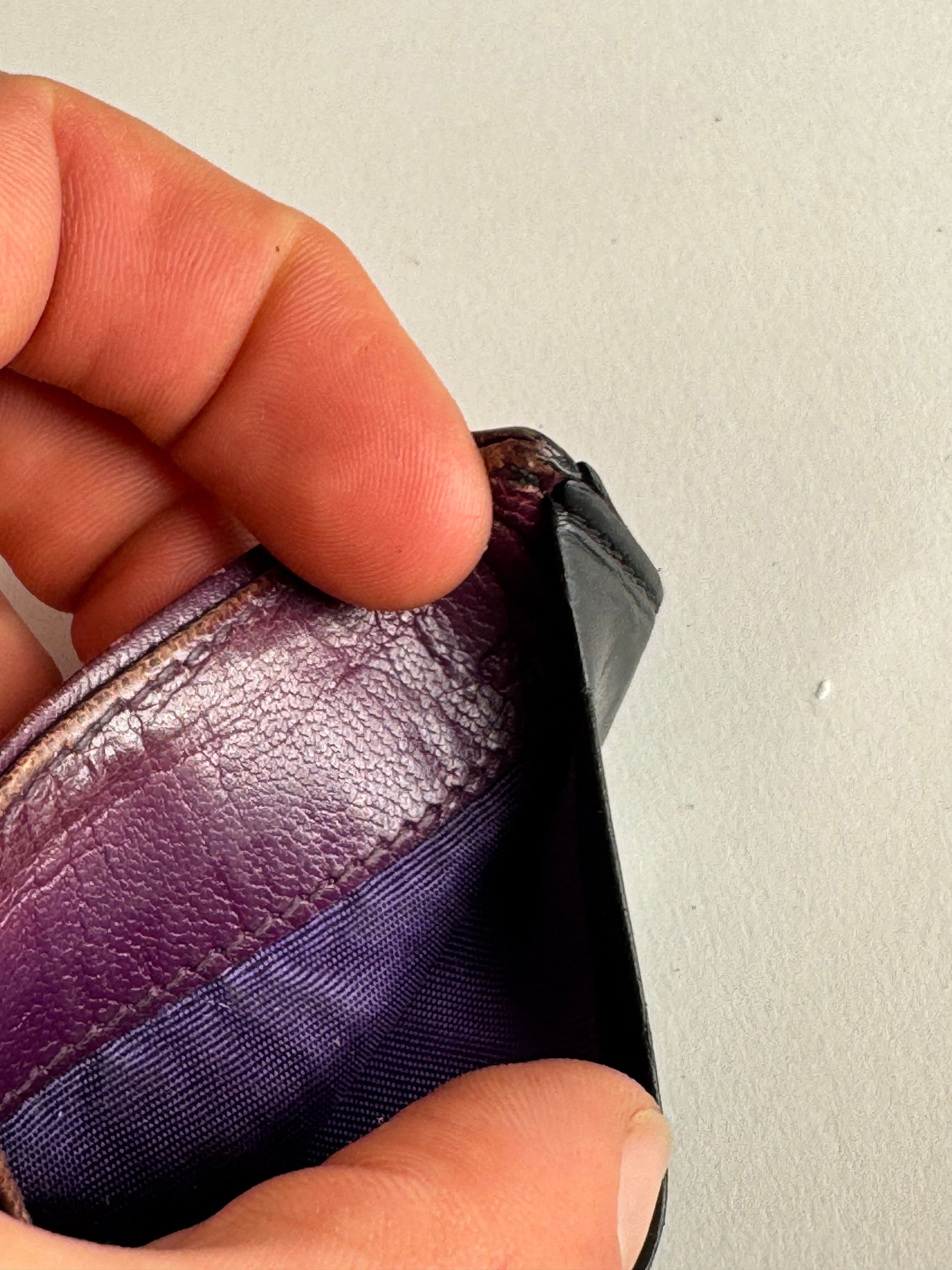 Miu Miu Vintage Leather Card Holder Black Purple Size ONE SIZE - 8 Thumbnail