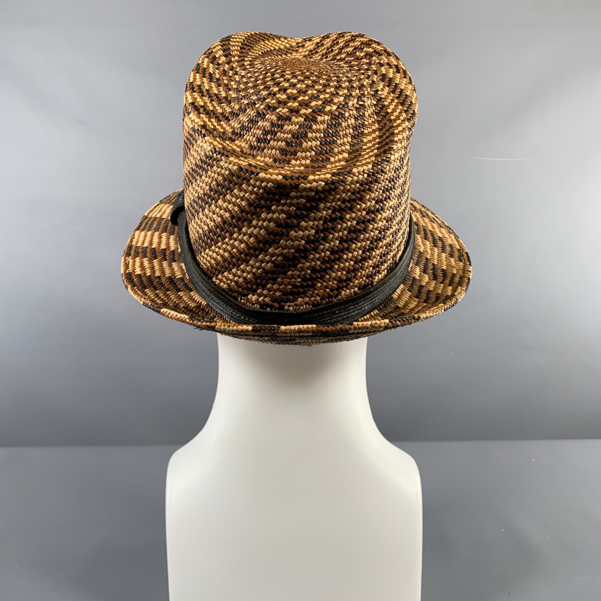 MAKINS Brown Beige Woven Straw Hats