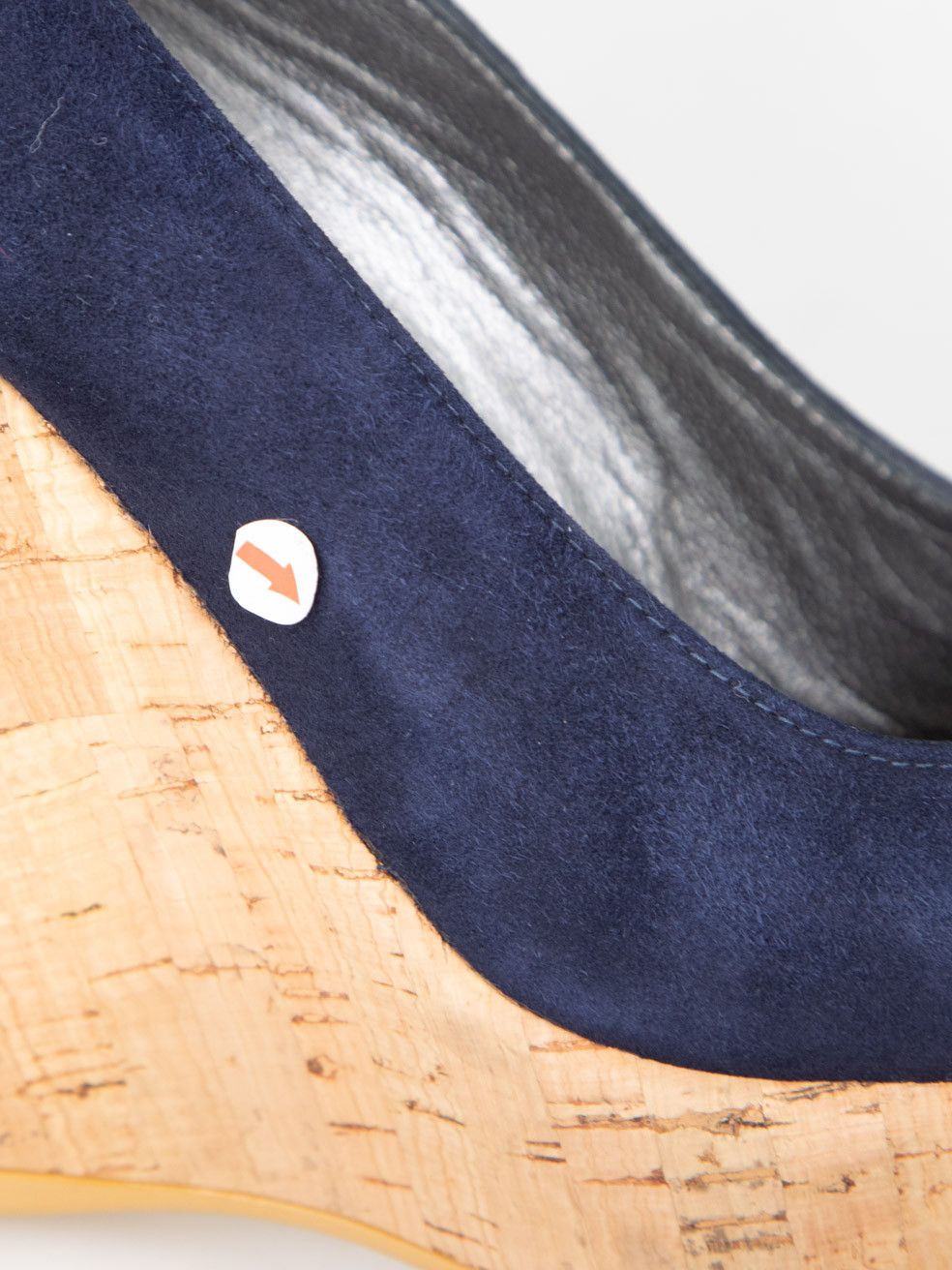 Stuart Weitzman Navy Suede Cork Heel Wedges Size US 6.5 / IT 36.5 - 7 Thumbnail