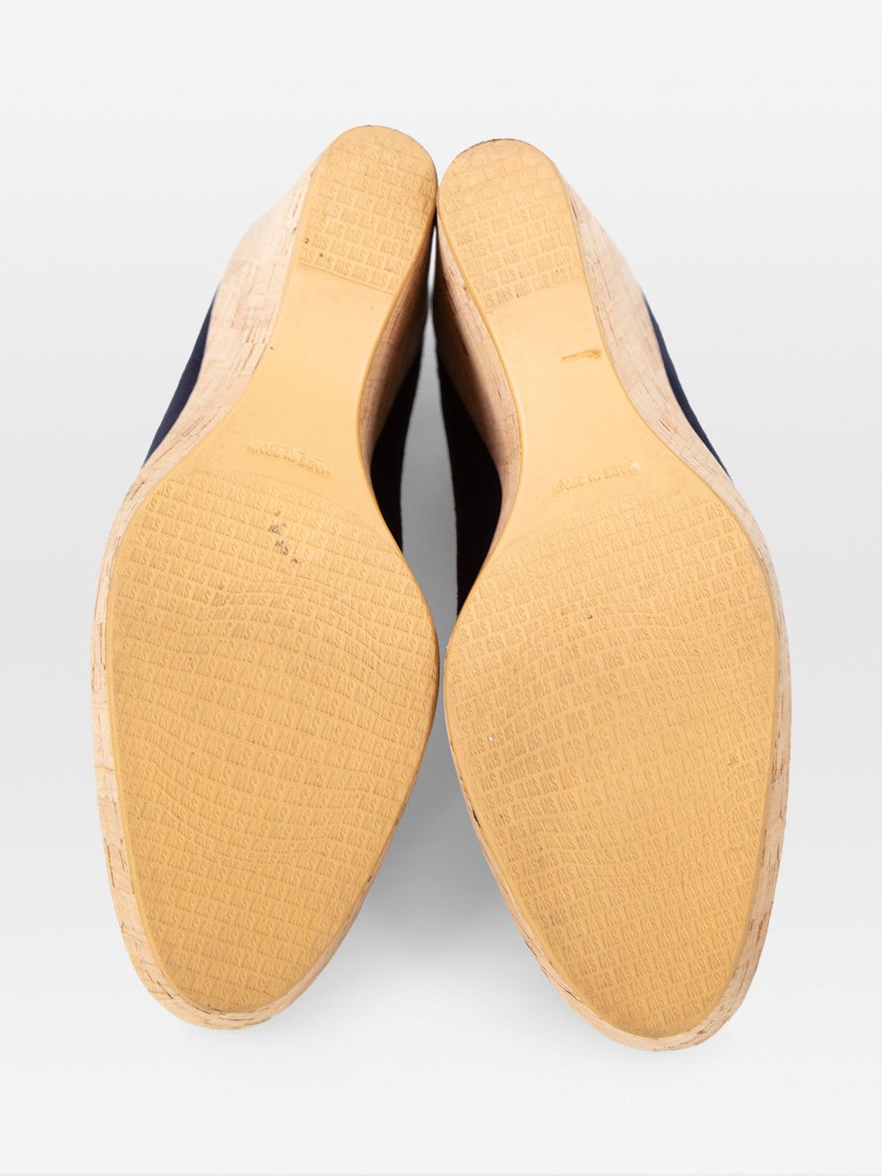 Stuart Weitzman Navy Suede Cork Heel Wedges Size US 6.5 / IT 36.5 - 4 Thumbnail