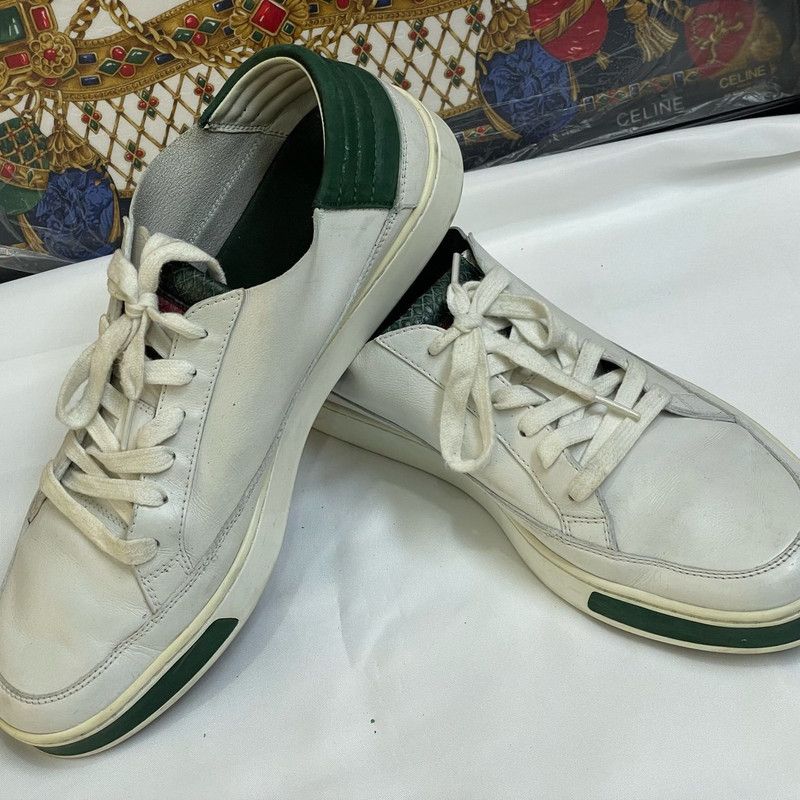 Gucci Gucci Fashion Sneakers in White and Green 0079 Size US 8.5 / EU 41-42 - 7 Thumbnail