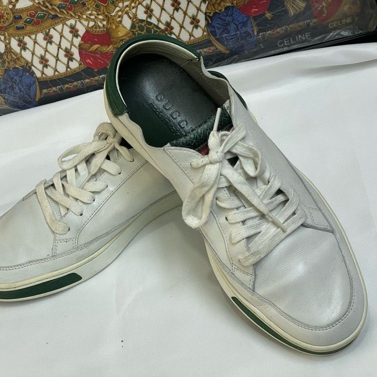 Gucci Gucci Fashion Sneakers in White and Green 0079 Size US 8.5 / EU 41-42 - 6 Thumbnail