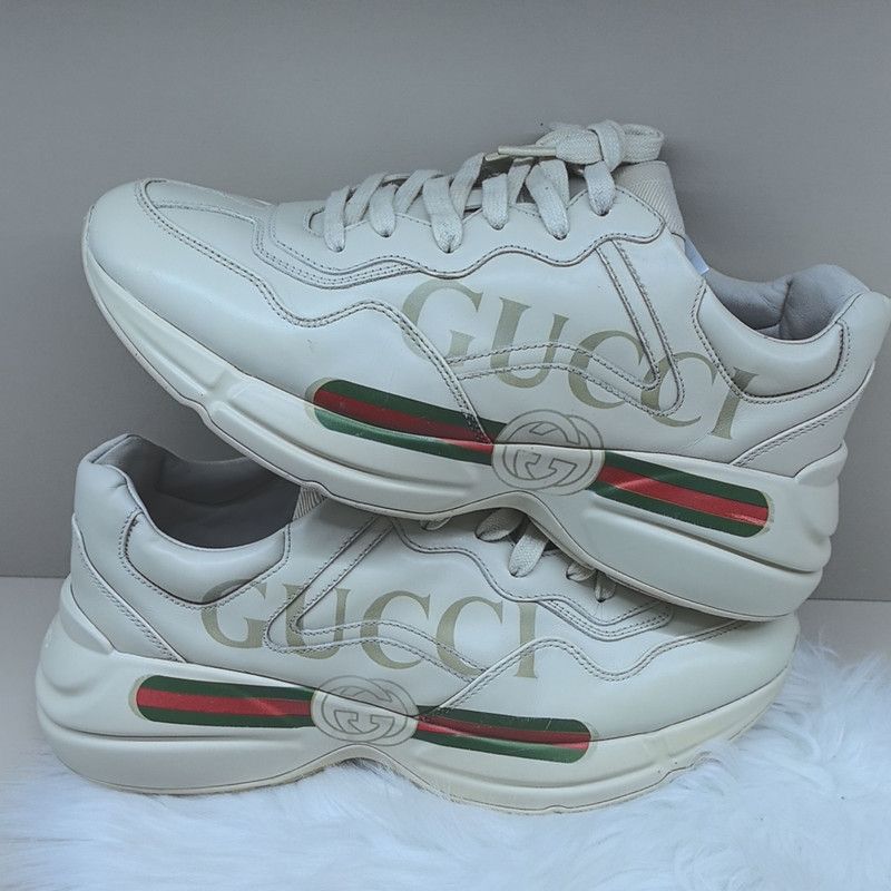 Gucci Gucci Rhyton Logo Ivory Low-top Sneakers 0079 Size US 8 / EU 41 - 7 Thumbnail