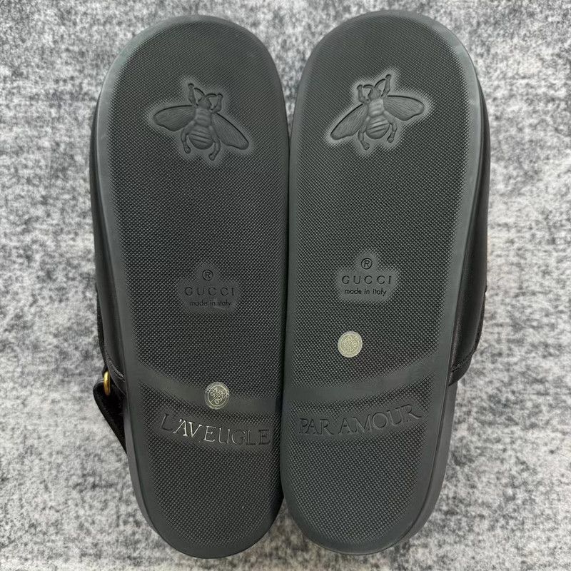 Gucci Gucci Black Leather Embroidered Casual Slip-On Shoes 0079 Size US 8 / EU 41 - 4 Thumbnail