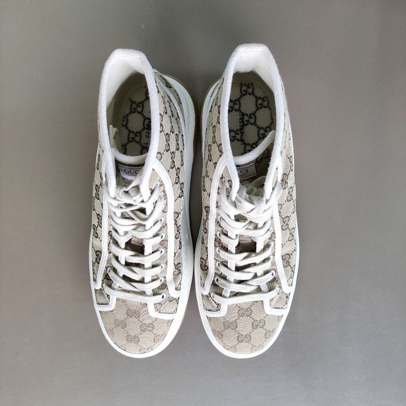 Gucci Gucci Beige High-Top Fashion Sneakers for Men 0079 Size US 11 / EU 44 - 2 Thumbnail