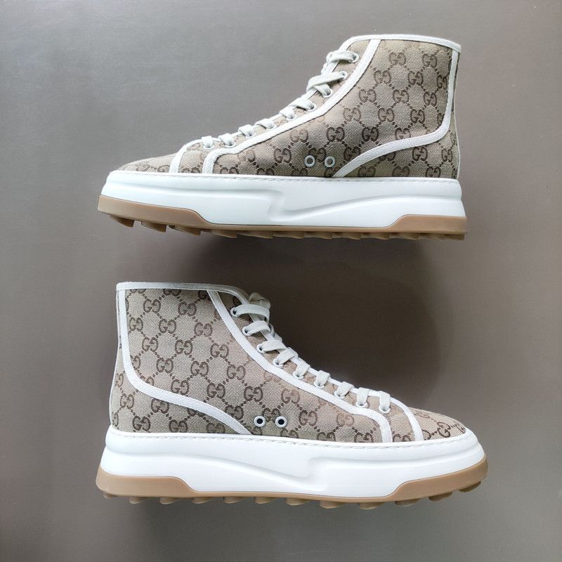 Gucci Gucci Beige High-Top Fashion Sneakers for Men 0079 Size US 11 / EU 44 - 8 Thumbnail