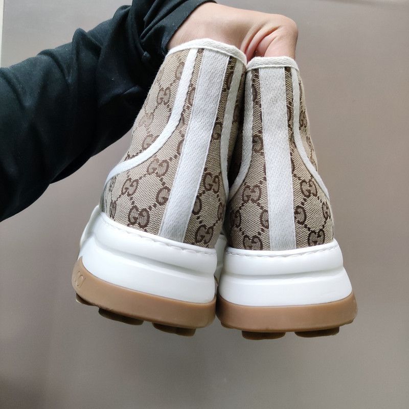 Gucci Gucci Beige High-Top Fashion Sneakers for Men 0079 Size US 11 / EU 44 - 3 Thumbnail