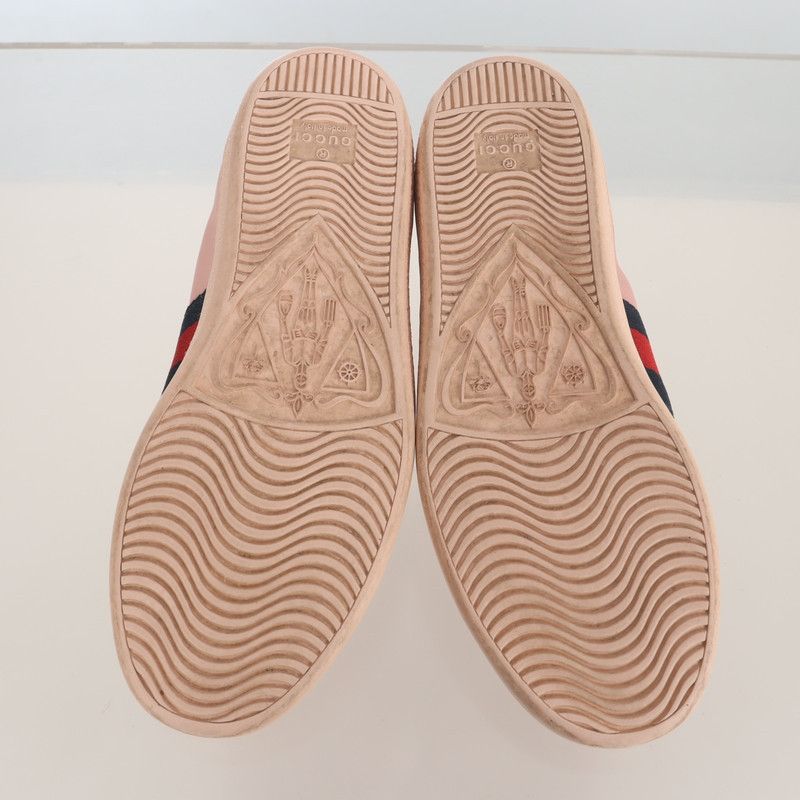 Gucci Gucci Pink Ace Diamante Embellished Sneakers 0079 Size US 5.5 / EU 38 - 6 Thumbnail